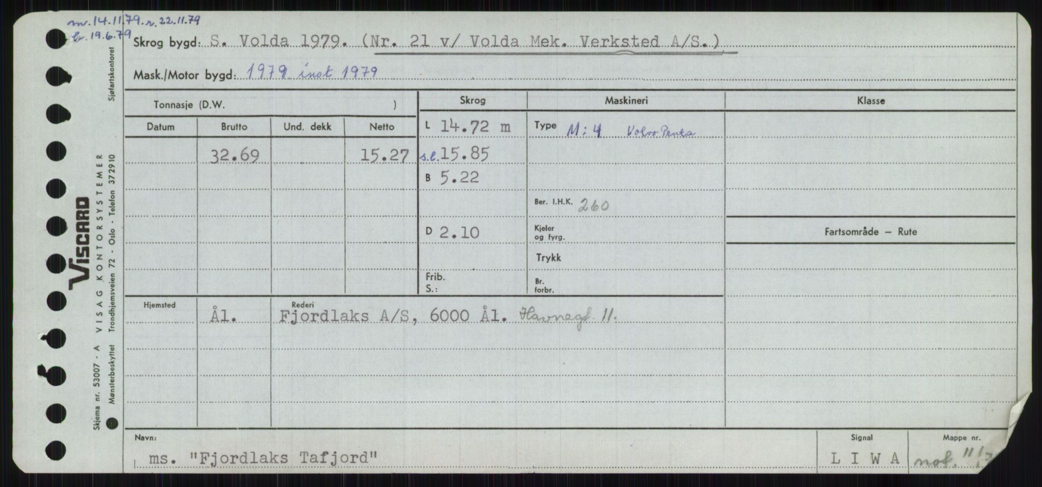 Sjøfartsdirektoratet med forløpere, Skipsmålingen, AV/RA-S-1627/H/Ha/L0002/0001: Fartøy, Eik-Hill / Fartøy, Eik-F, p. 537