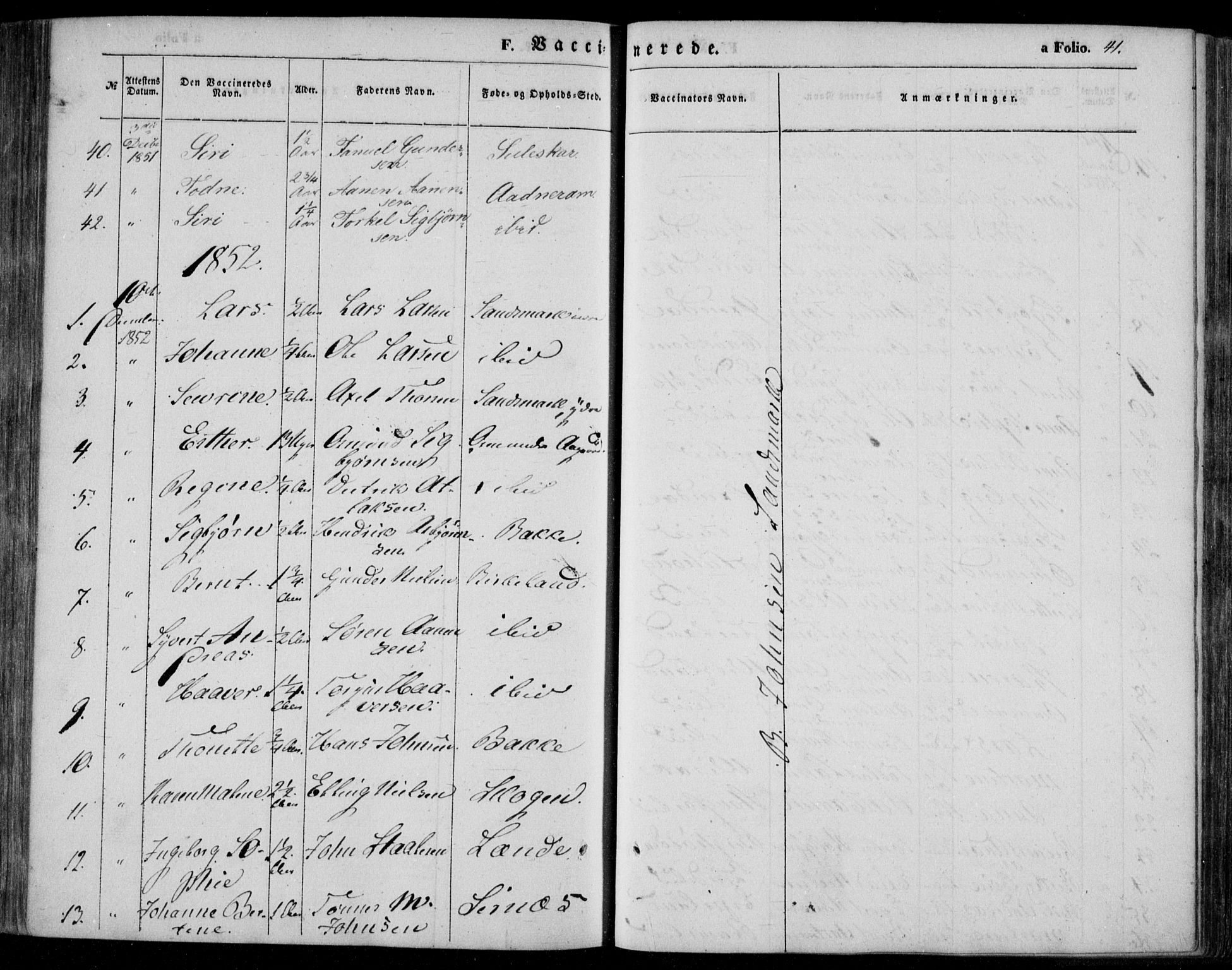 Bakke sokneprestkontor, SAK/1111-0002/F/Fa/Faa/L0005: Parish register (official) no. A 5, 1847-1855, p. 41