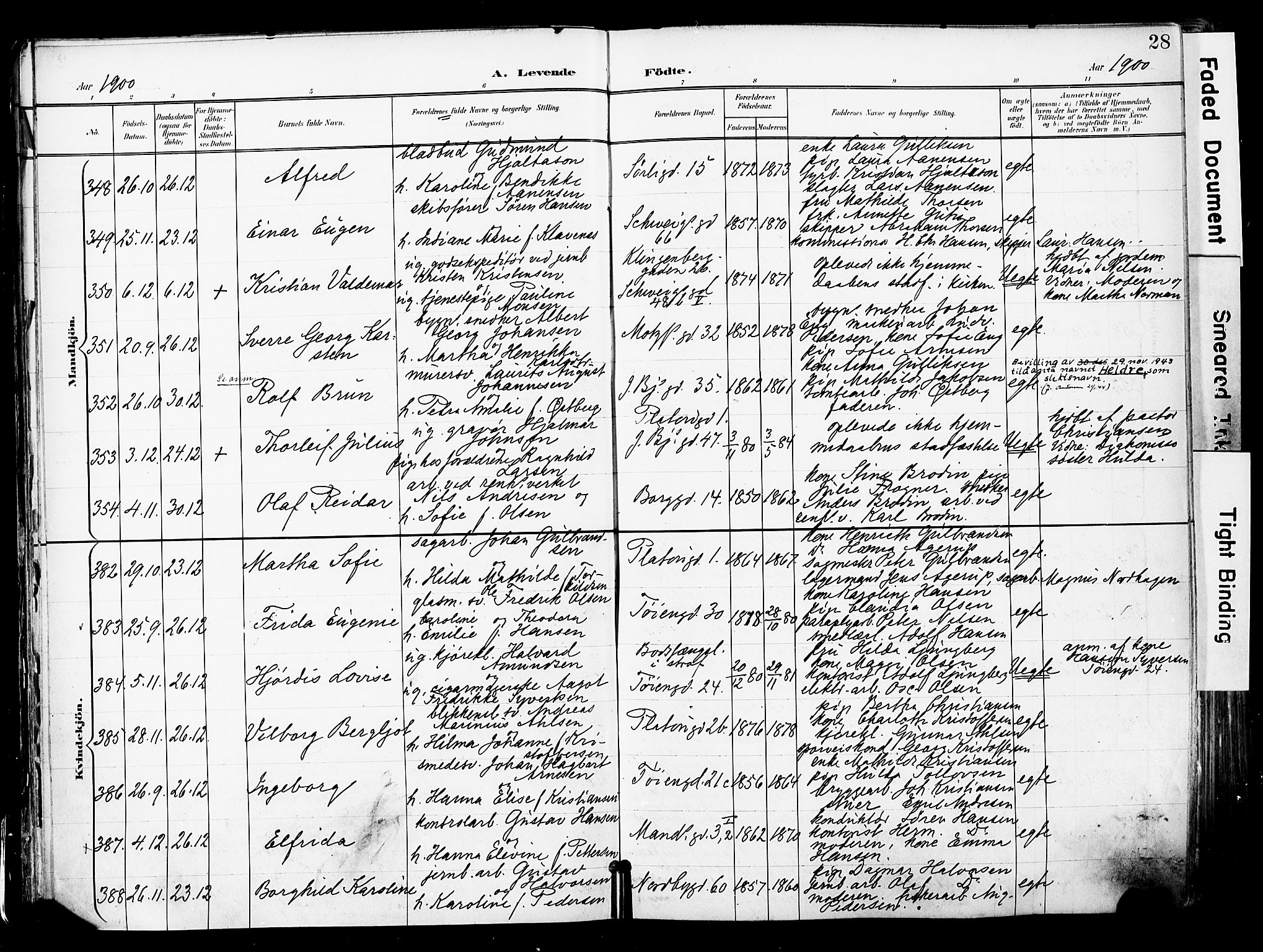 Grønland prestekontor Kirkebøker, AV/SAO-A-10848/F/Fa/L0014: Parish register (official) no. 14, 1900-1911, p. 28