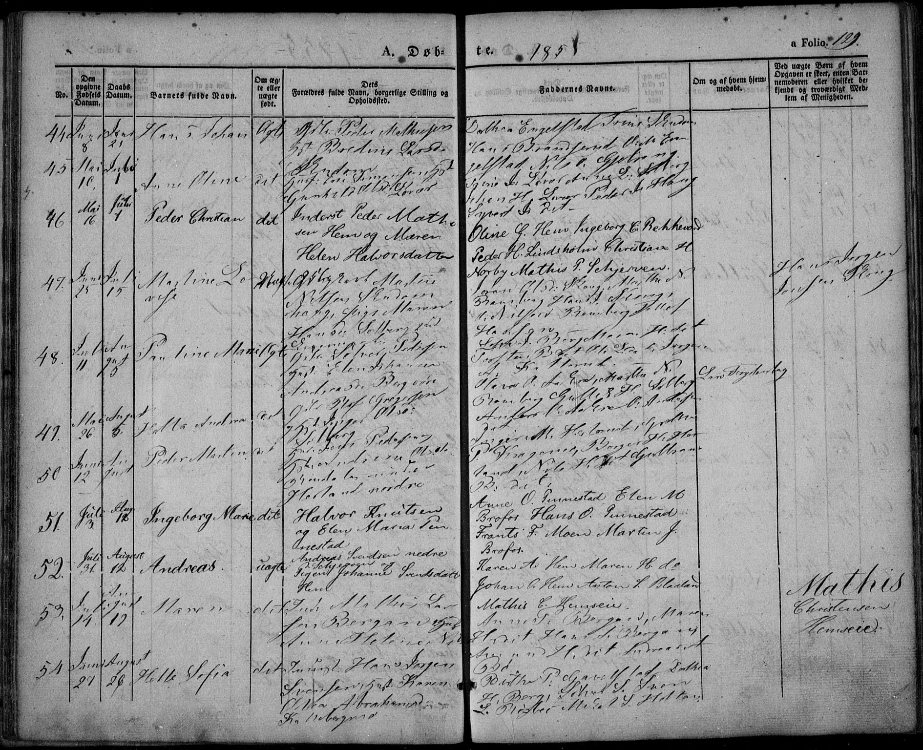 Lardal kirkebøker, SAKO/A-350/F/Fa/L0006: Parish register (official) no. I 6, 1835-1860, p. 129