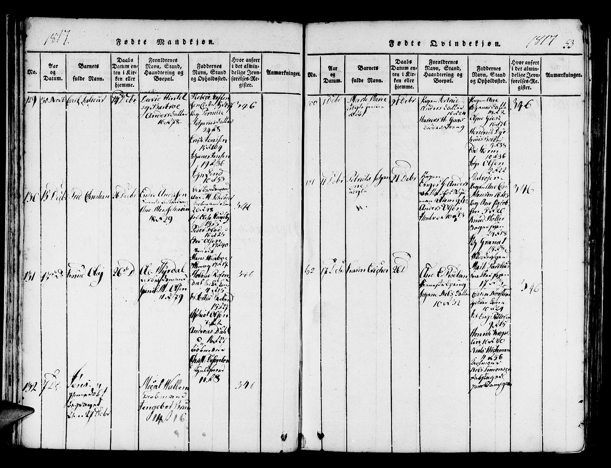 Domkirken sokneprestembete, SAB/A-74801/H/Haa/L0010: Parish register (official) no. A 10, 1816-1821, p. 53