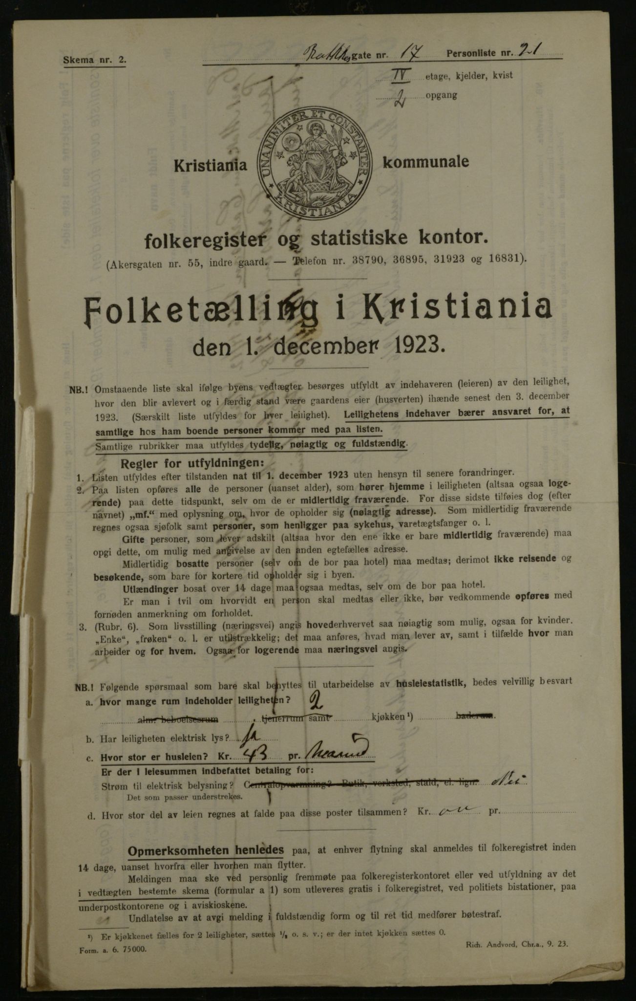 OBA, Municipal Census 1923 for Kristiania, 1923, p. 91312