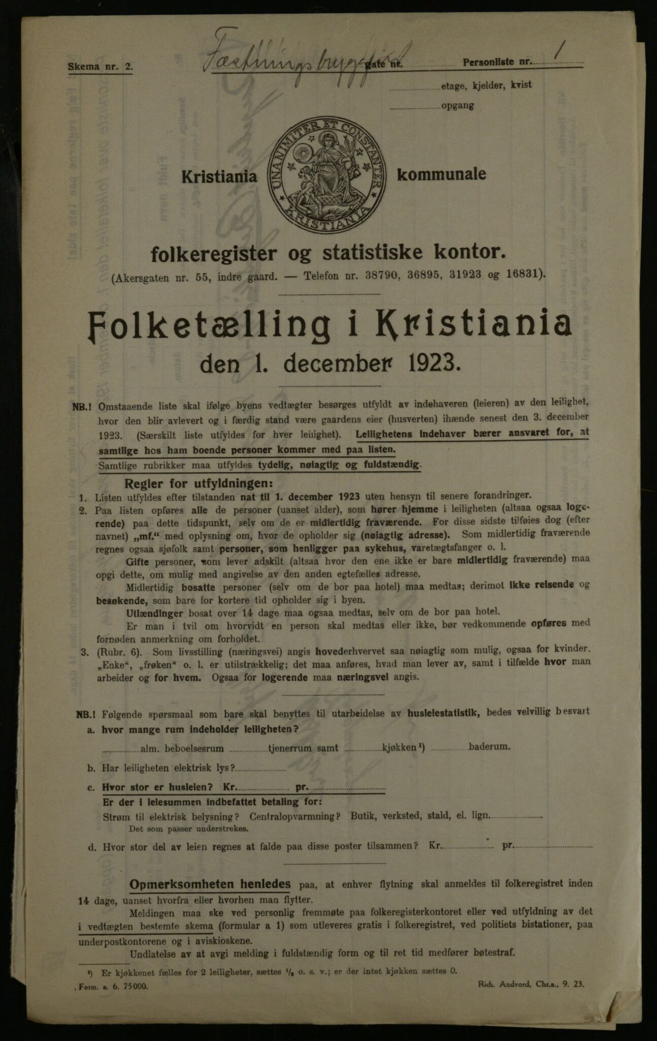 OBA, Municipal Census 1923 for Kristiania, 1923, p. 27275