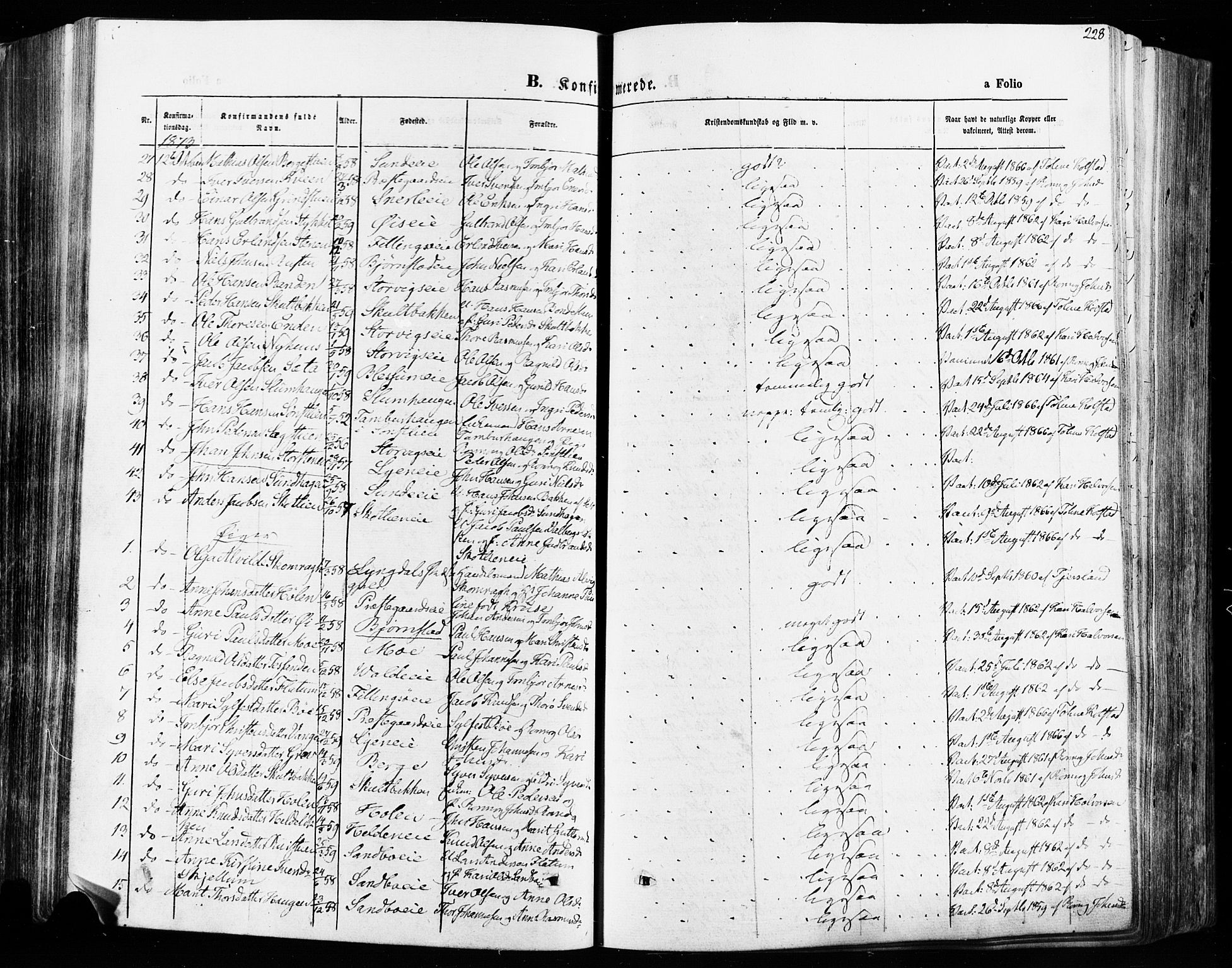 Vågå prestekontor, AV/SAH-PREST-076/H/Ha/Haa/L0007: Parish register (official) no. 7 /1, 1872-1886, p. 228