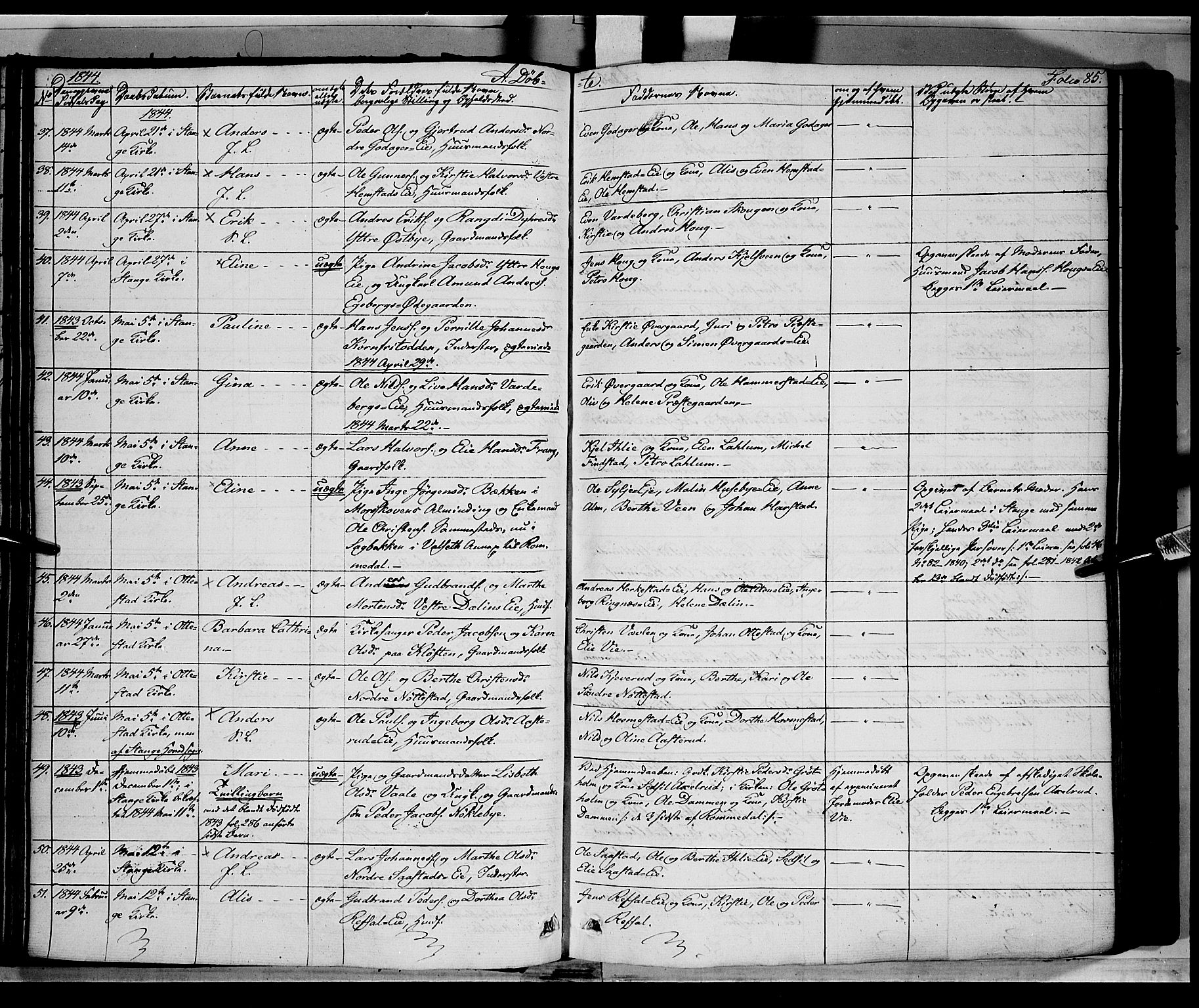 Stange prestekontor, SAH/PREST-002/K/L0010: Parish register (official) no. 10, 1835-1845, p. 85