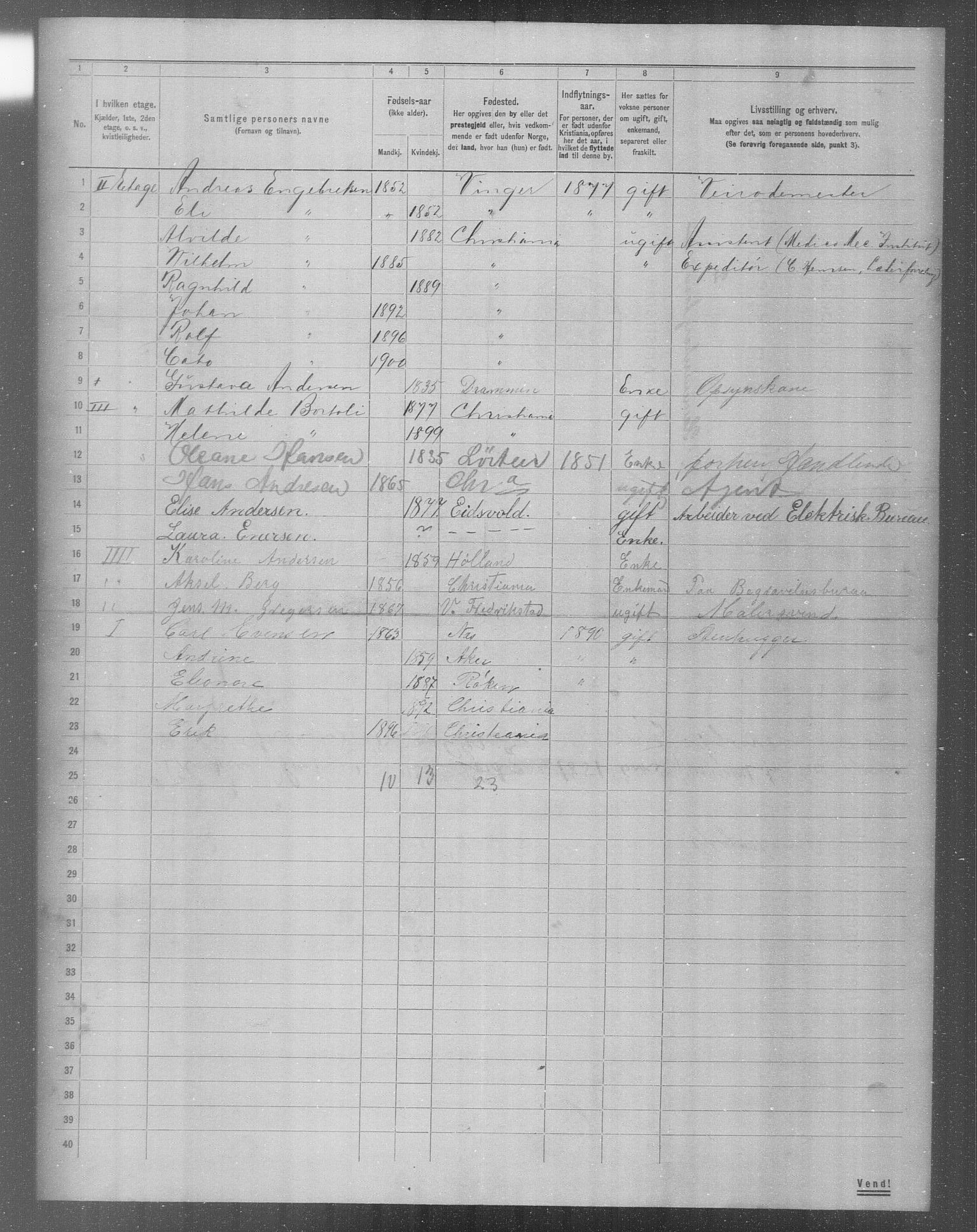 OBA, Municipal Census 1904 for Kristiania, 1904, p. 6914