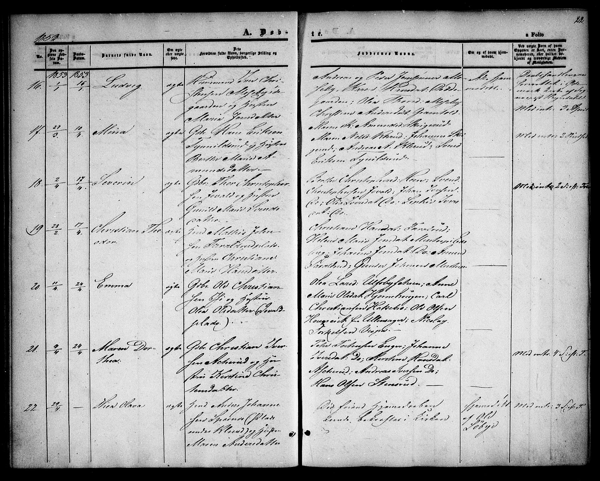 Rødenes prestekontor Kirkebøker, AV/SAO-A-2005/F/Fa/L0006: Parish register (official) no. I 6, 1850-1859, p. 22