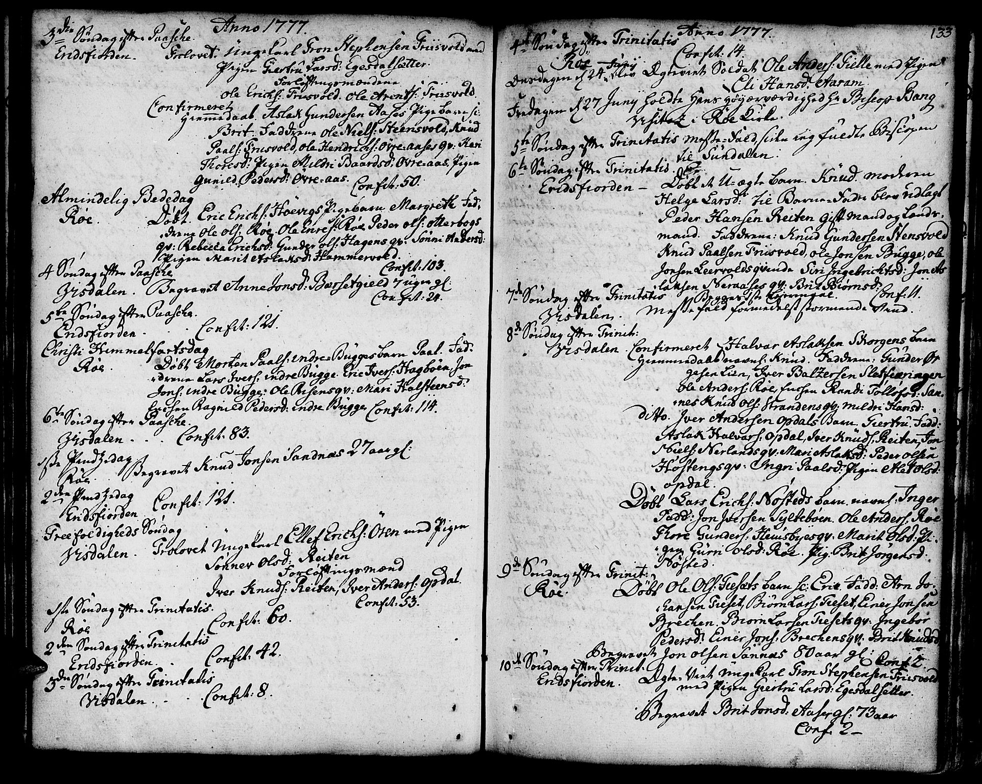 Ministerialprotokoller, klokkerbøker og fødselsregistre - Møre og Romsdal, AV/SAT-A-1454/551/L0621: Parish register (official) no. 551A01, 1757-1803, p. 133