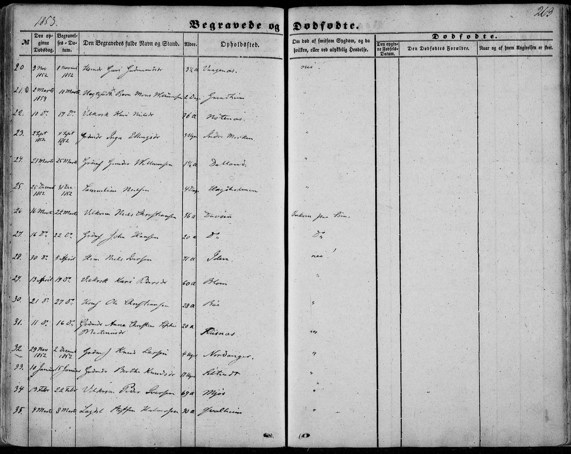 Manger sokneprestembete, SAB/A-76801/H/Haa: Parish register (official) no. A 6, 1849-1859, p. 263