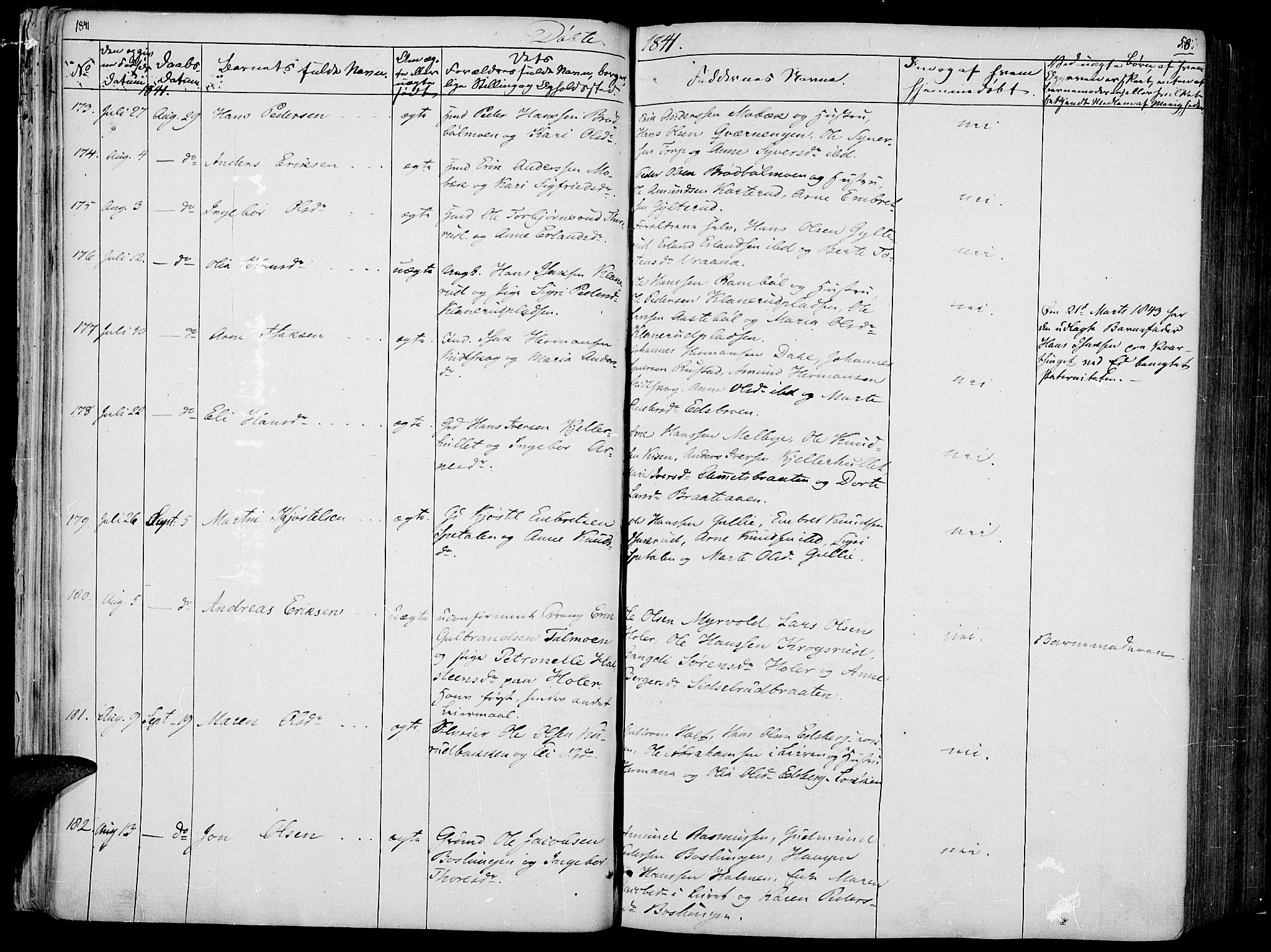 Vinger prestekontor, AV/SAH-PREST-024/H/Ha/Haa/L0008: Parish register (official) no. 8, 1839-1847, p. 58