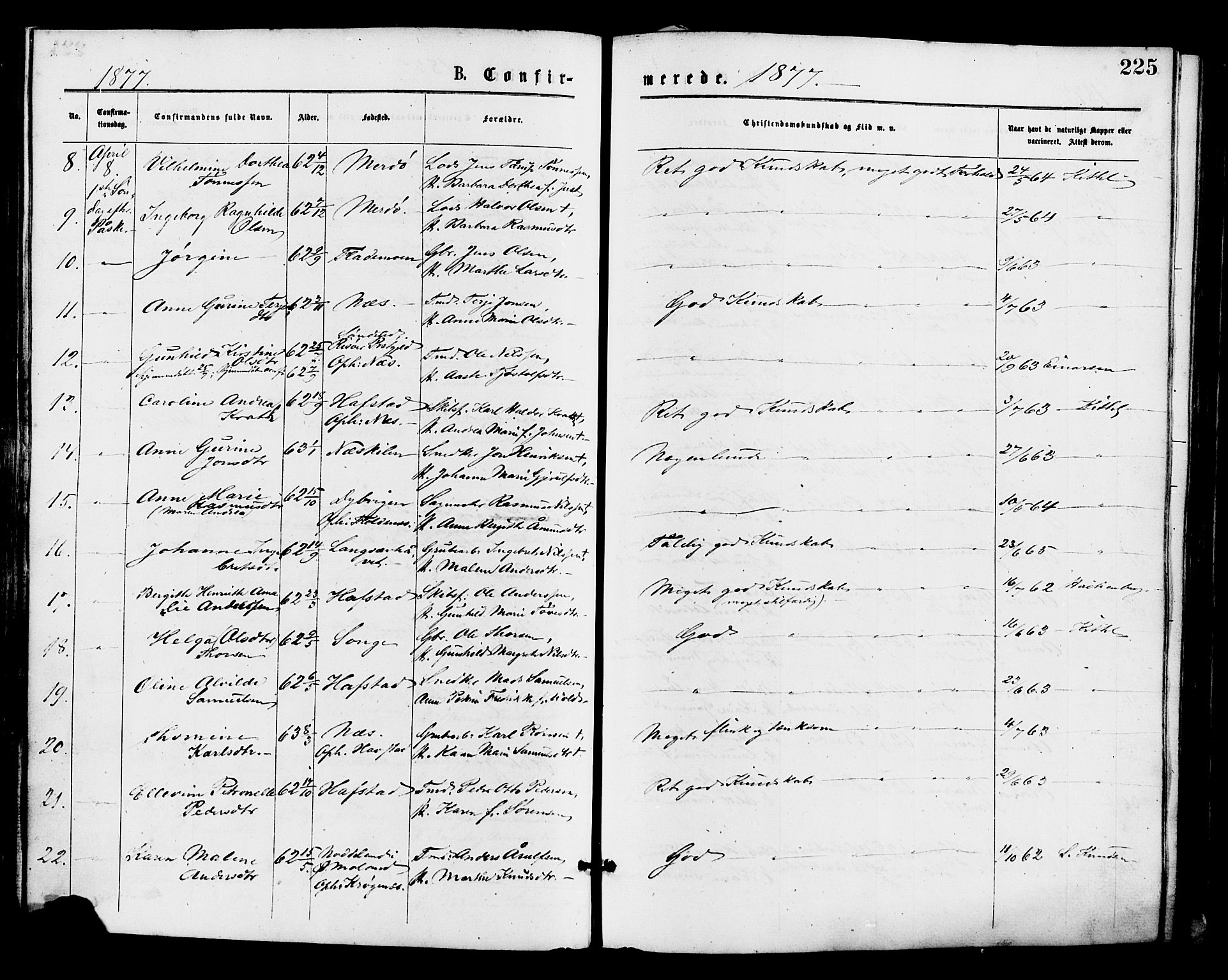 Barbu sokneprestkontor, SAK/1111-0003/F/Fa/L0001: Parish register (official) no. A 1 /2, 1877-1877, p. 225