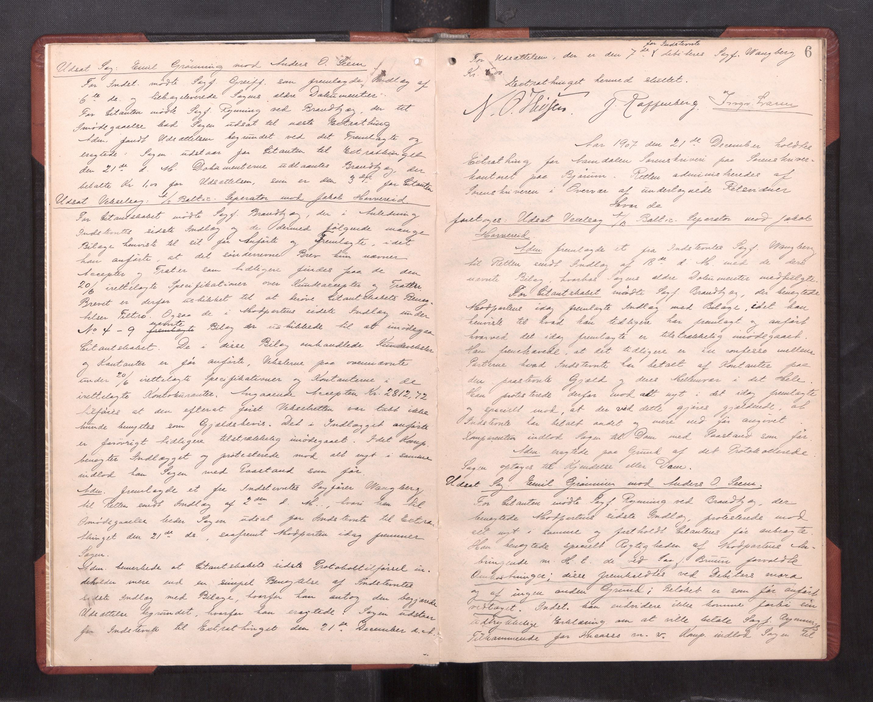 Namdal sorenskriveri, AV/SAT-A-4133/1/1/1B/L0023: Ekstrarettsprotokoll Nr 21, 1907-1912, p. 5b-6a