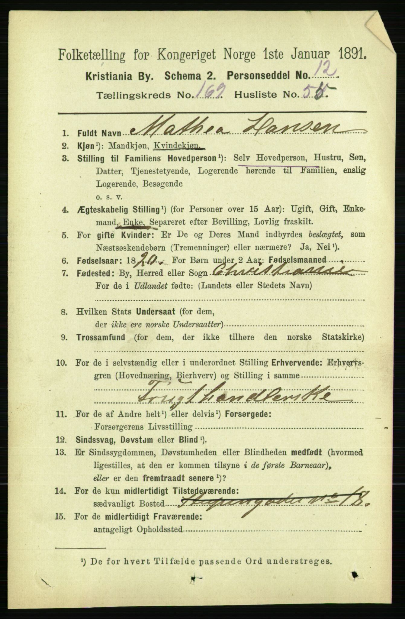 RA, 1891 census for 0301 Kristiania, 1891, p. 99523
