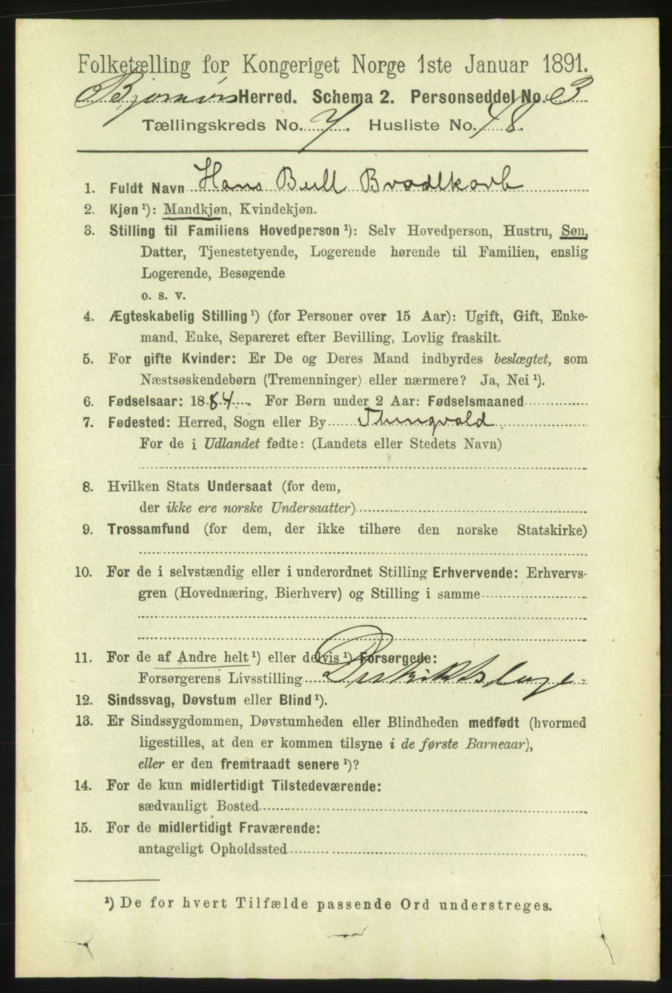 RA, 1891 census for 1632 Bjørnør, 1891, p. 3315