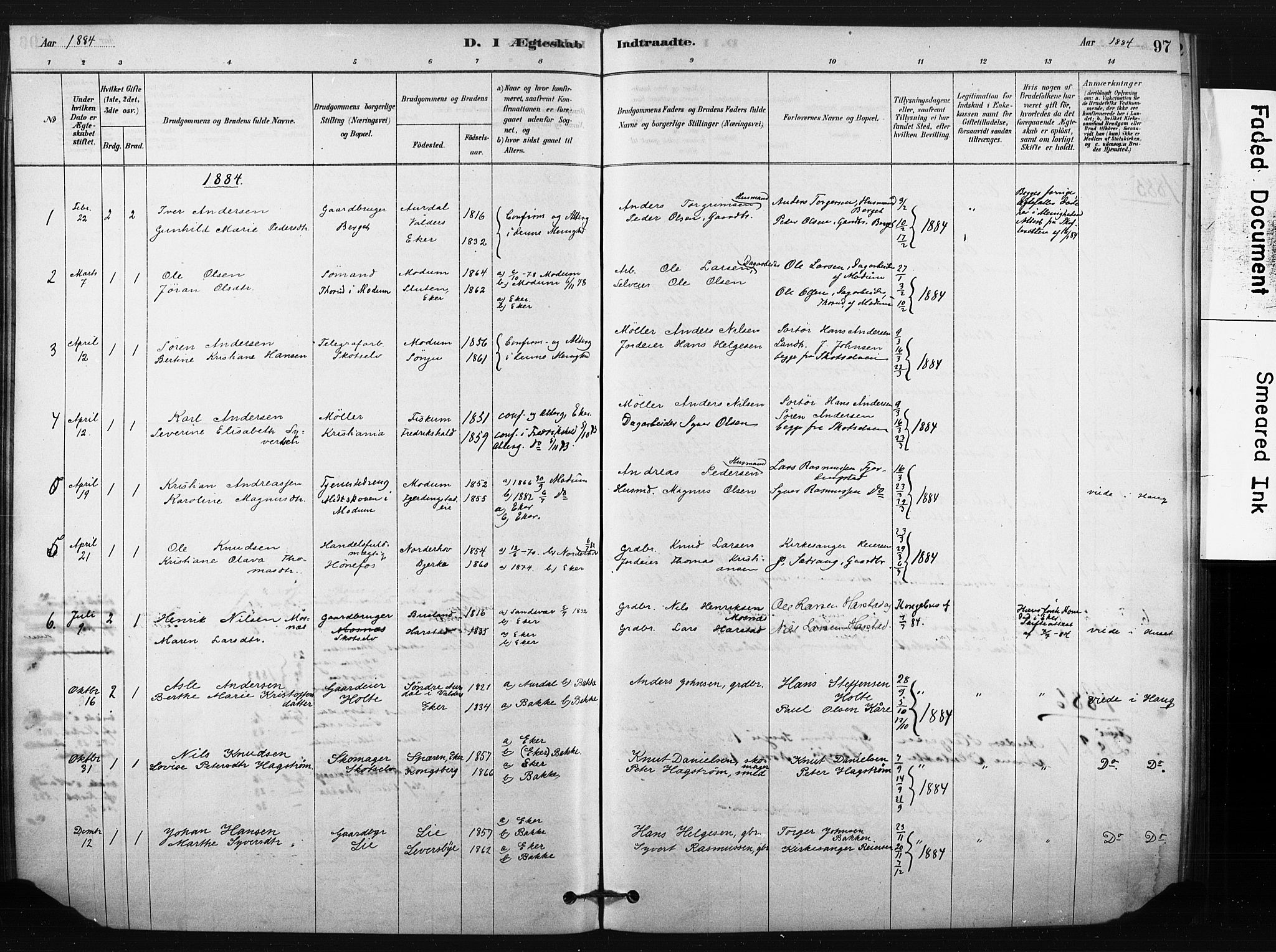 Eiker kirkebøker, SAKO/A-4/F/Fc/L0001: Parish register (official) no. III 1, 1878-1889, p. 97