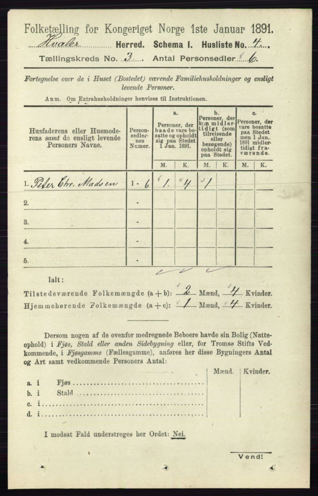 RA, 1891 census for 0111 Hvaler, 1891, p. 1743