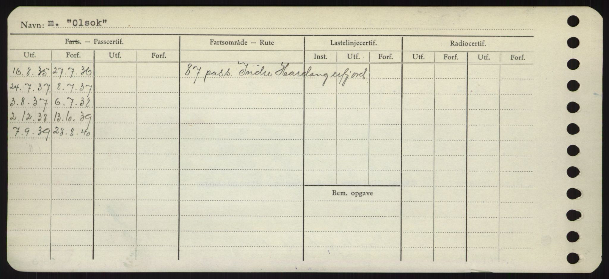 Sjøfartsdirektoratet med forløpere, Skipsmålingen, RA/S-1627/H/Hd/L0028: Fartøy, O, p. 238