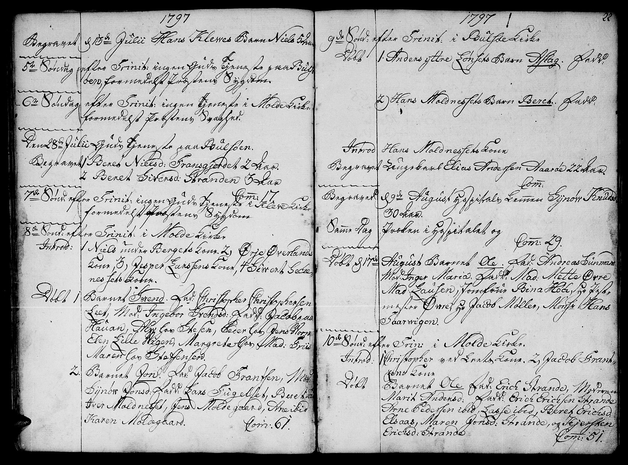 Ministerialprotokoller, klokkerbøker og fødselsregistre - Møre og Romsdal, SAT/A-1454/555/L0649: Parish register (official) no. 555A02 /1, 1795-1821, p. 22