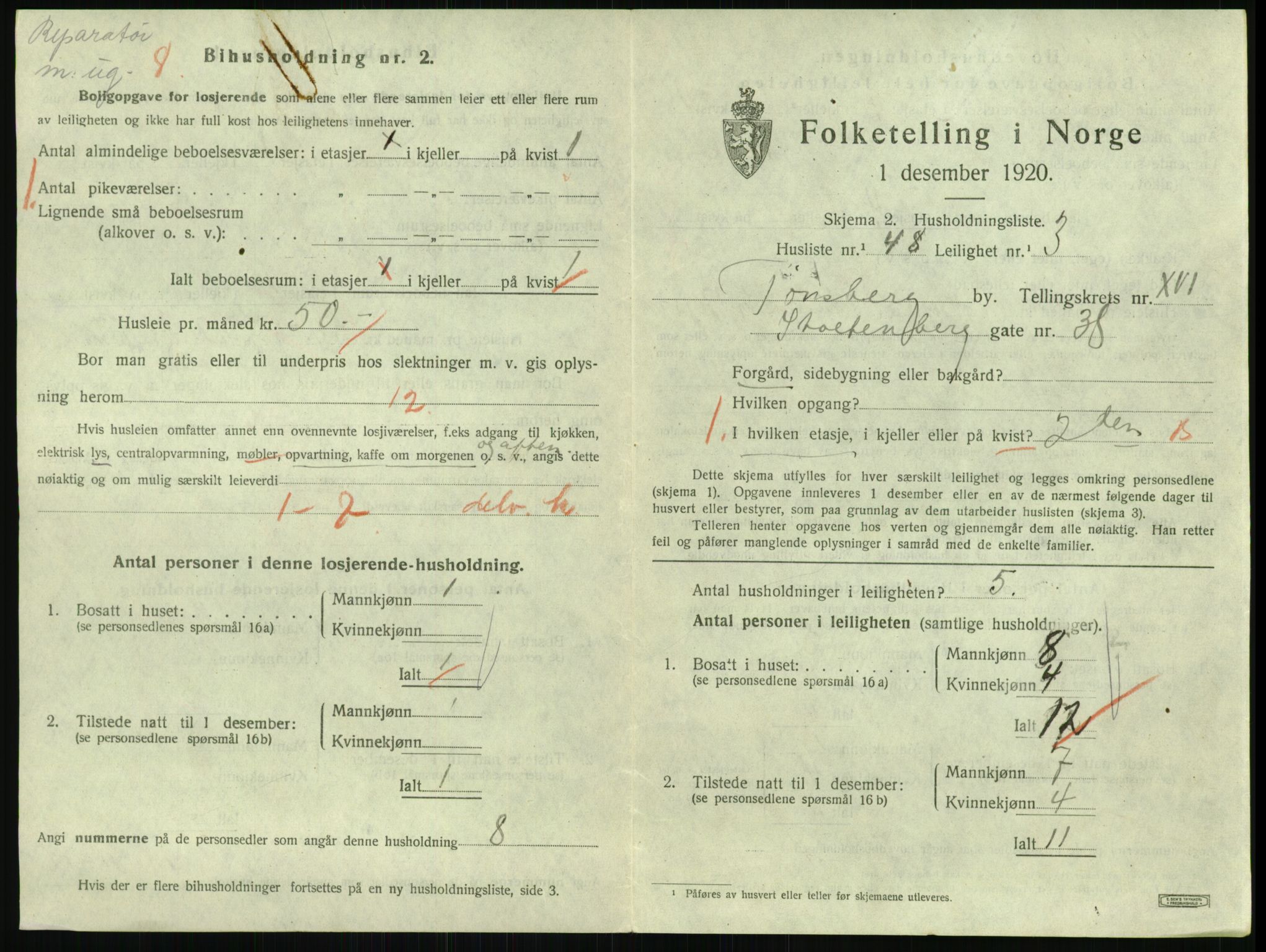 SAKO, 1920 census for Tønsberg, 1920, p. 6573