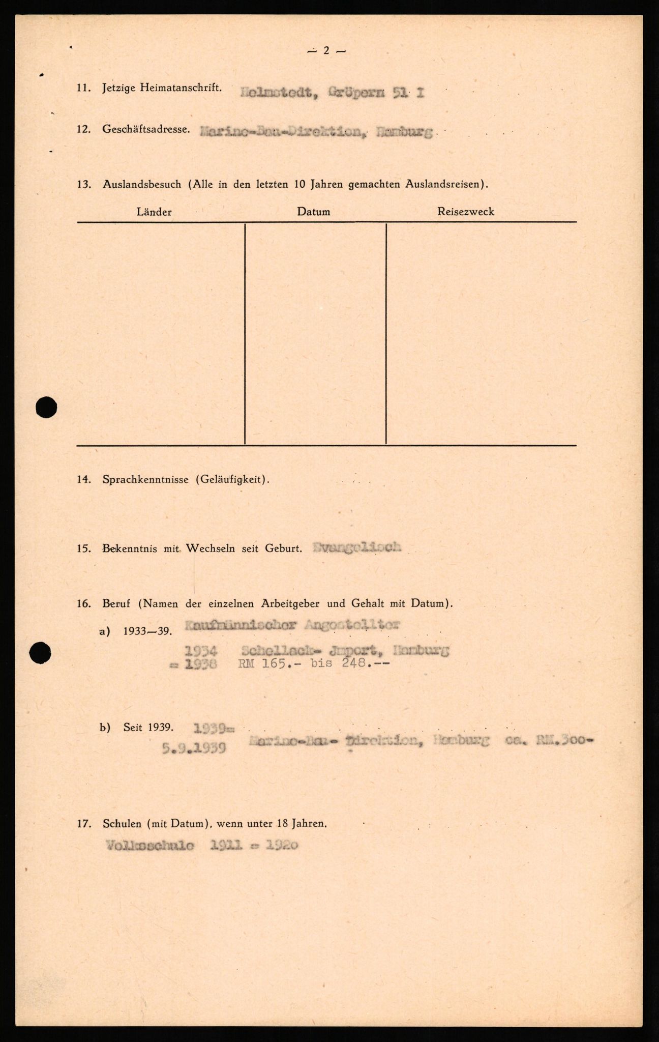 Forsvaret, Forsvarets overkommando II, AV/RA-RAFA-3915/D/Db/L0030: CI Questionaires. Tyske okkupasjonsstyrker i Norge. Tyskere., 1945-1946, p. 441