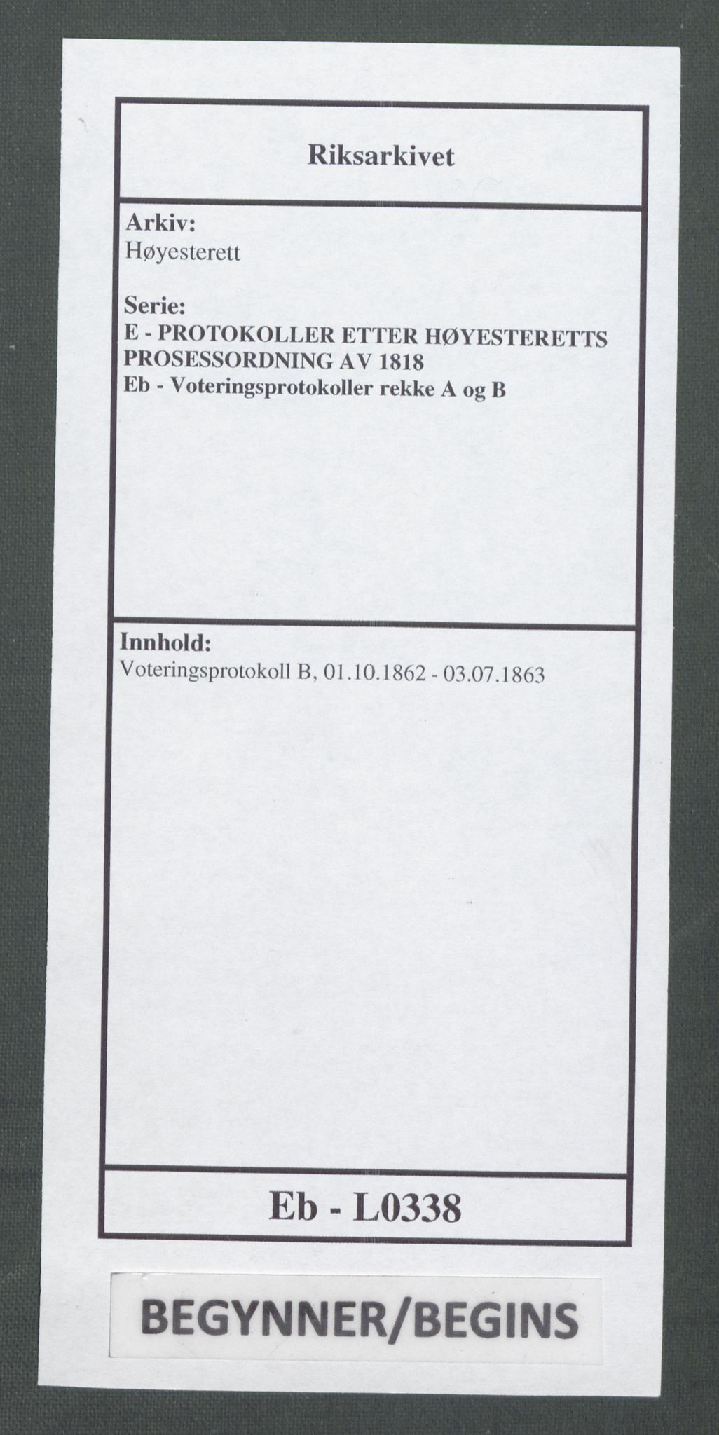Høyesterett, RA/S-1002/E/Eb/Ebb/L0053: Voteringsprotokoll, 1862-1863