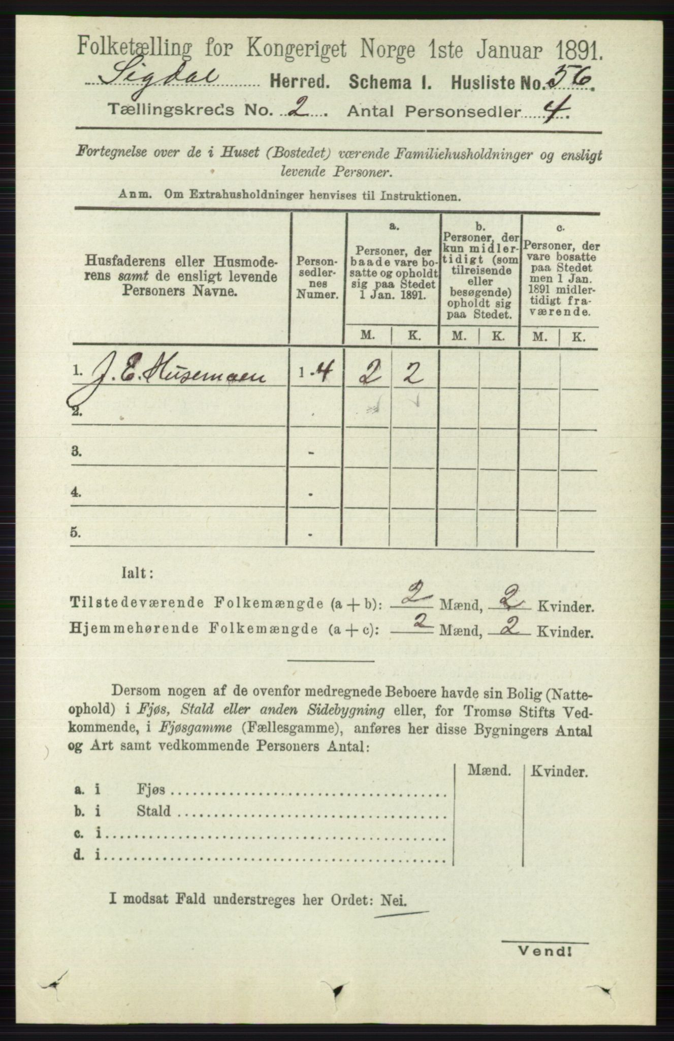 RA, 1891 census for 0621 Sigdal, 1891, p. 945