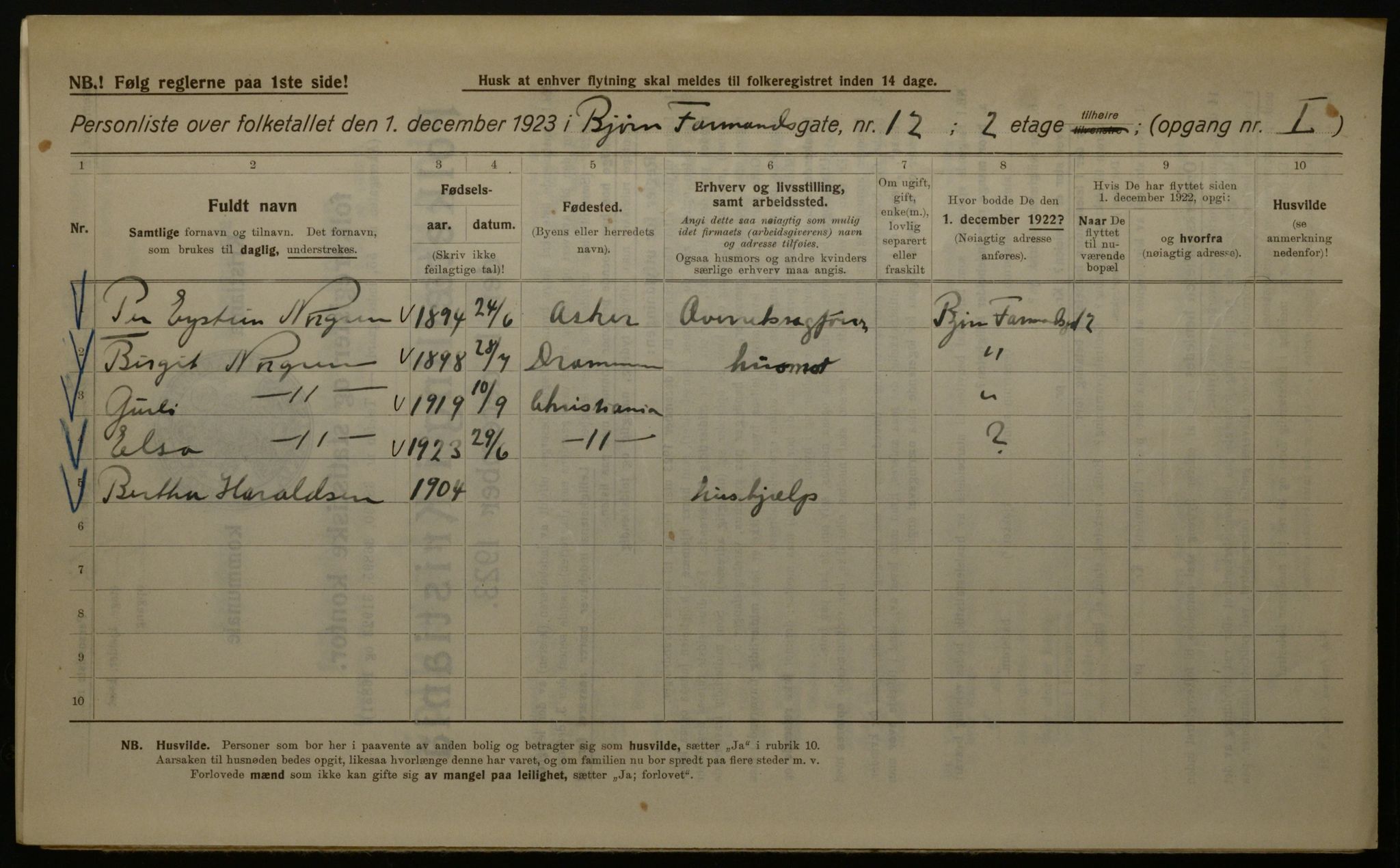 OBA, Municipal Census 1923 for Kristiania, 1923, p. 7726