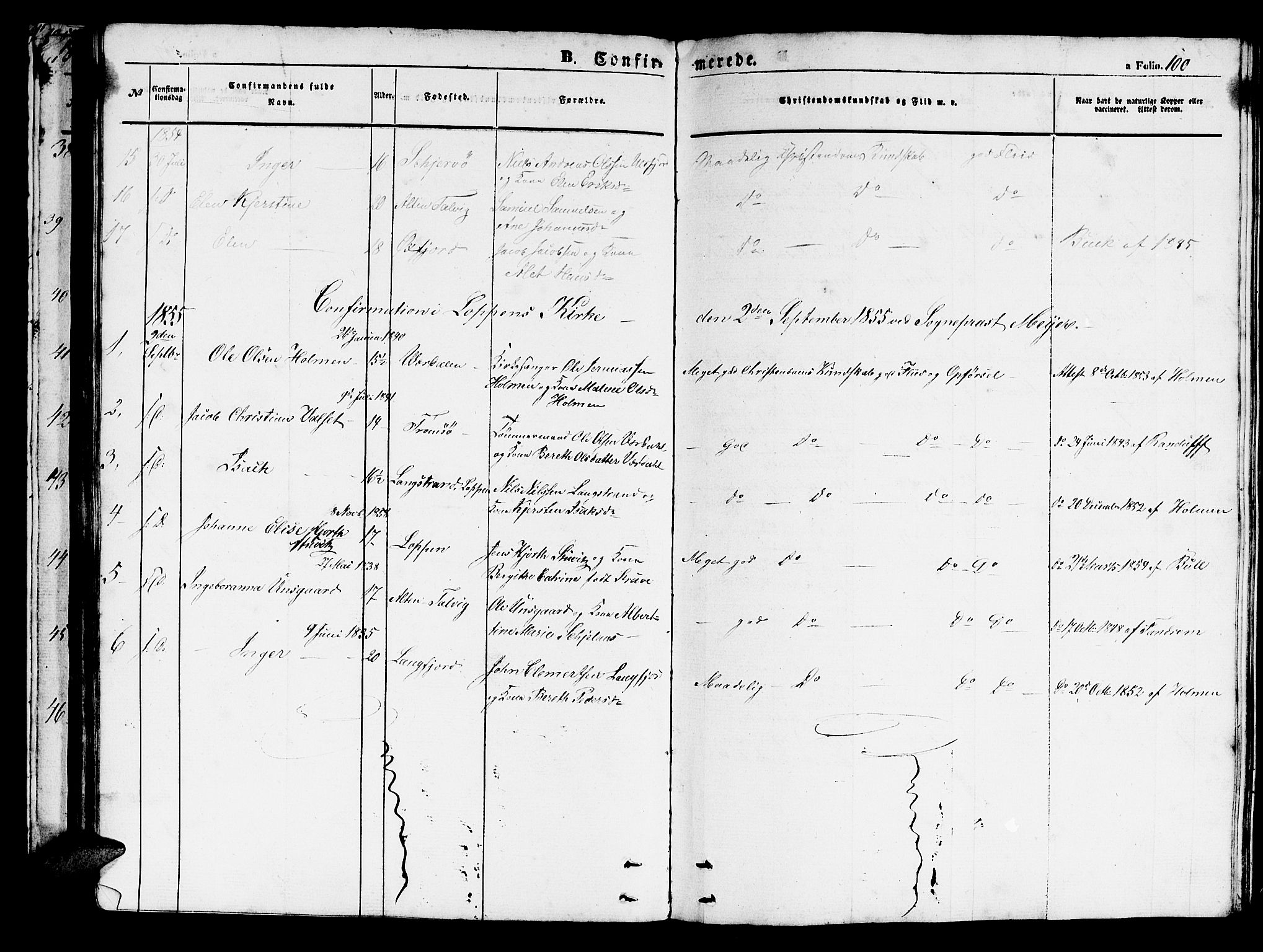 Loppa sokneprestkontor, SATØ/S-1339/H/Hb/L0002klokker: Parish register (copy) no. 2, 1850-1880, p. 100