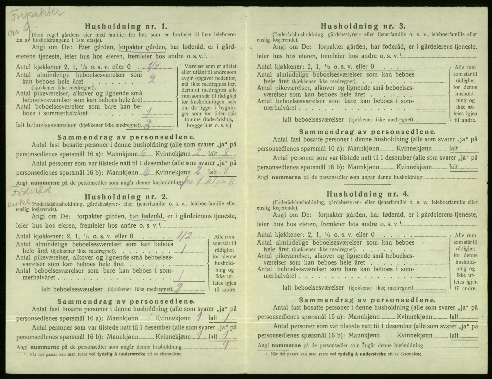 SAB, 1920 census for Vossestrand, 1920, p. 595