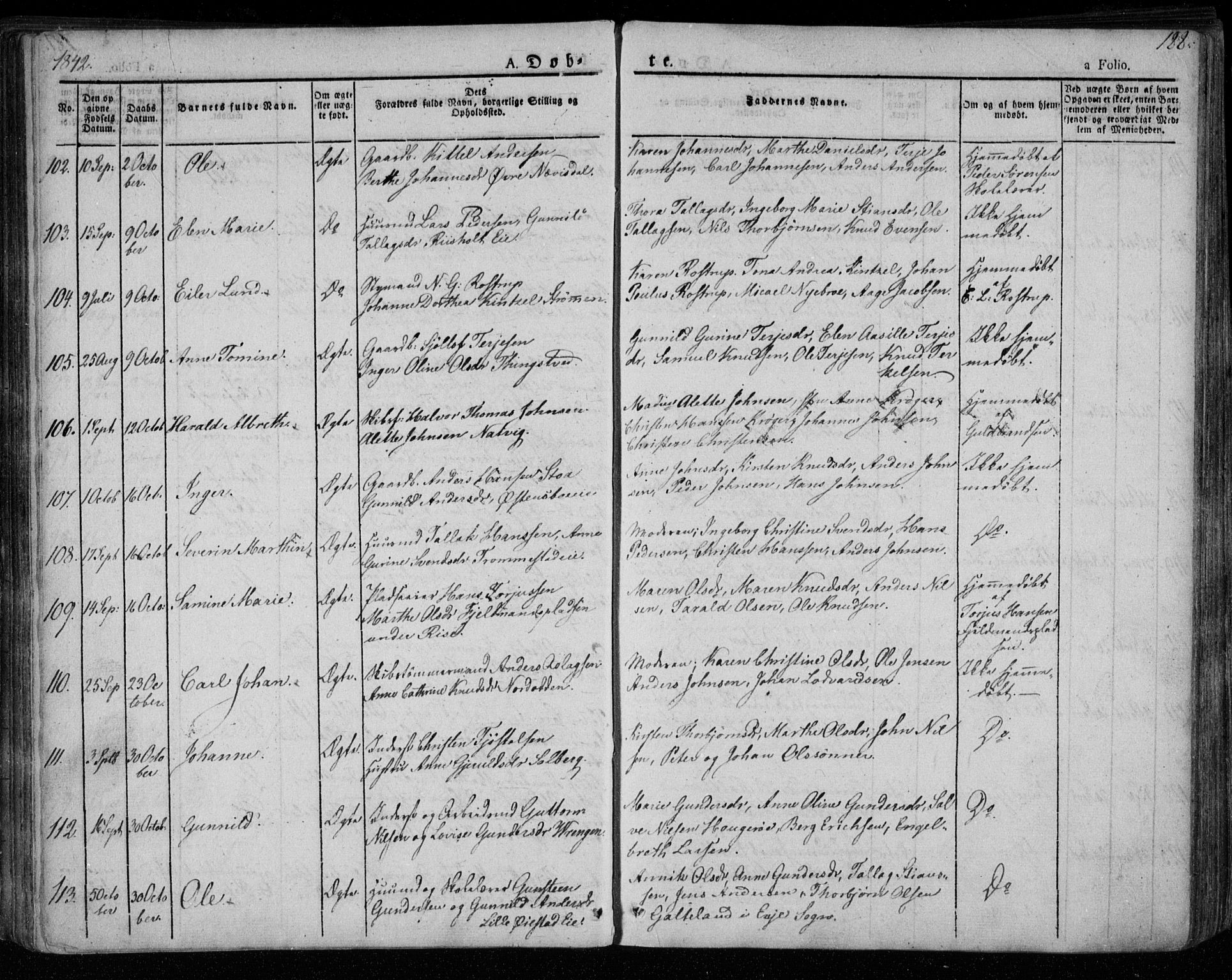 Øyestad sokneprestkontor, AV/SAK-1111-0049/F/Fa/L0013: Parish register (official) no. A 13, 1827-1842, p. 188