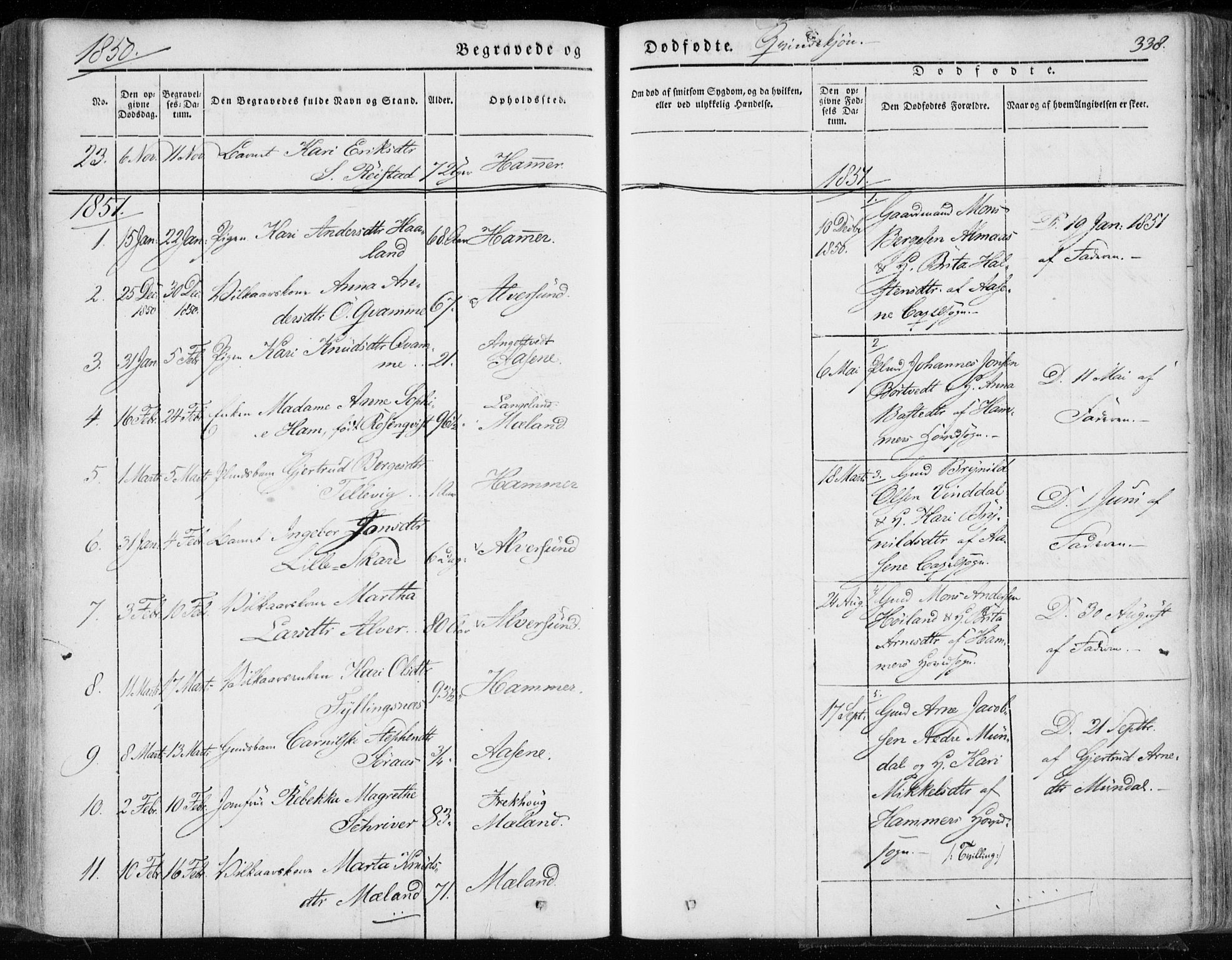 Hamre sokneprestembete, SAB/A-75501/H/Ha/Haa/Haaa/L0013: Parish register (official) no. A 13, 1846-1857, p. 338