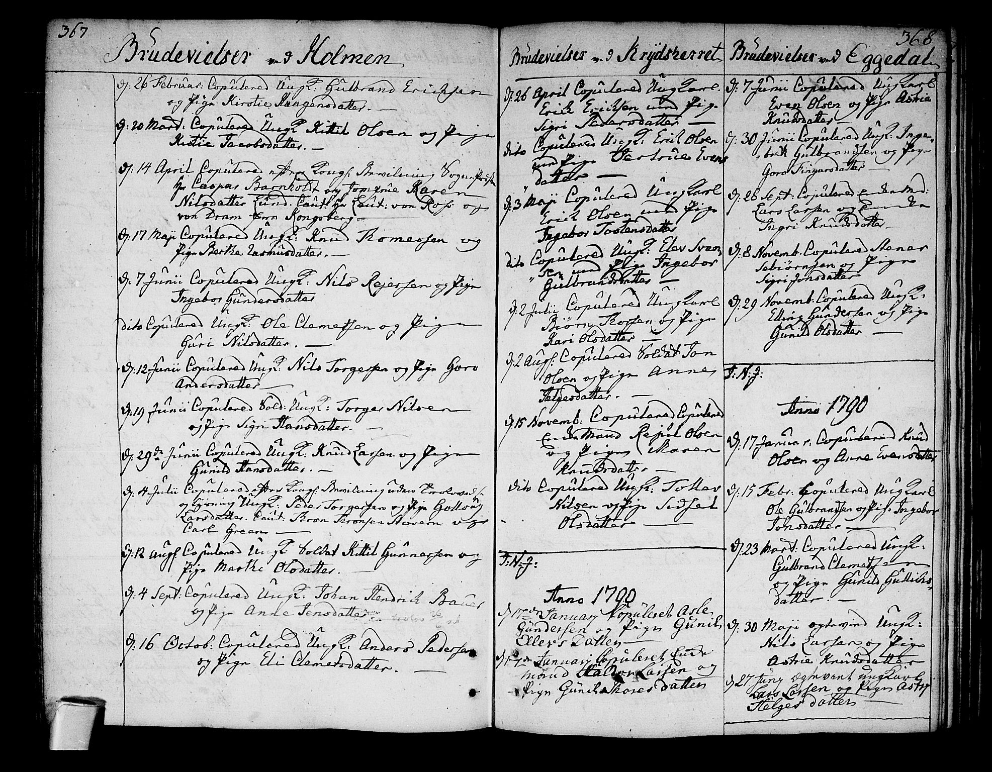 Sigdal kirkebøker, AV/SAKO-A-245/F/Fa/L0002: Parish register (official) no. I 2, 1778-1792, p. 367-368