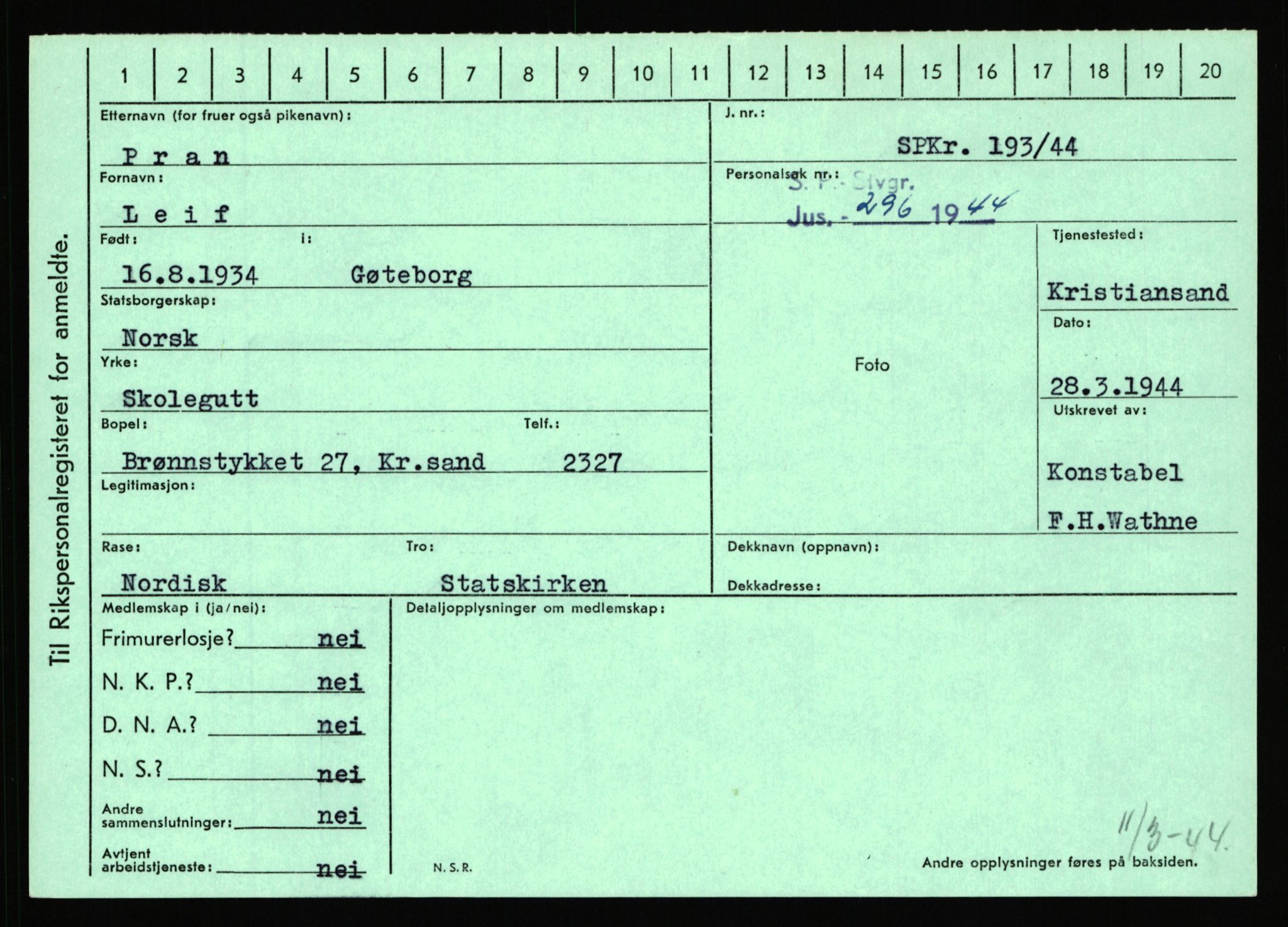 Statspolitiet - Hovedkontoret / Osloavdelingen, AV/RA-S-1329/C/Ca/L0012: Oanæs - Quistgaard	, 1943-1945, p. 4748