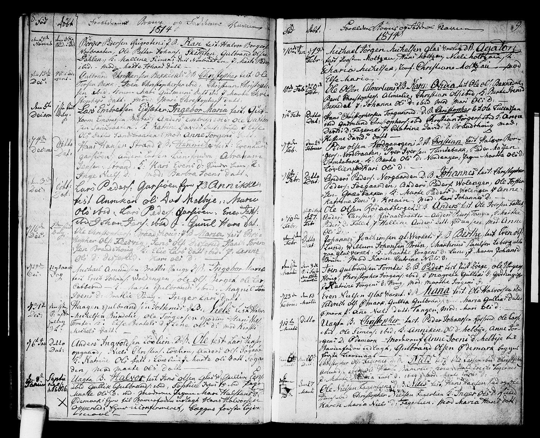Hurdal prestekontor Kirkebøker, SAO/A-10889/F/Fa/L0002: Parish register (official) no. I 2, 1812-1814, p. 8-9