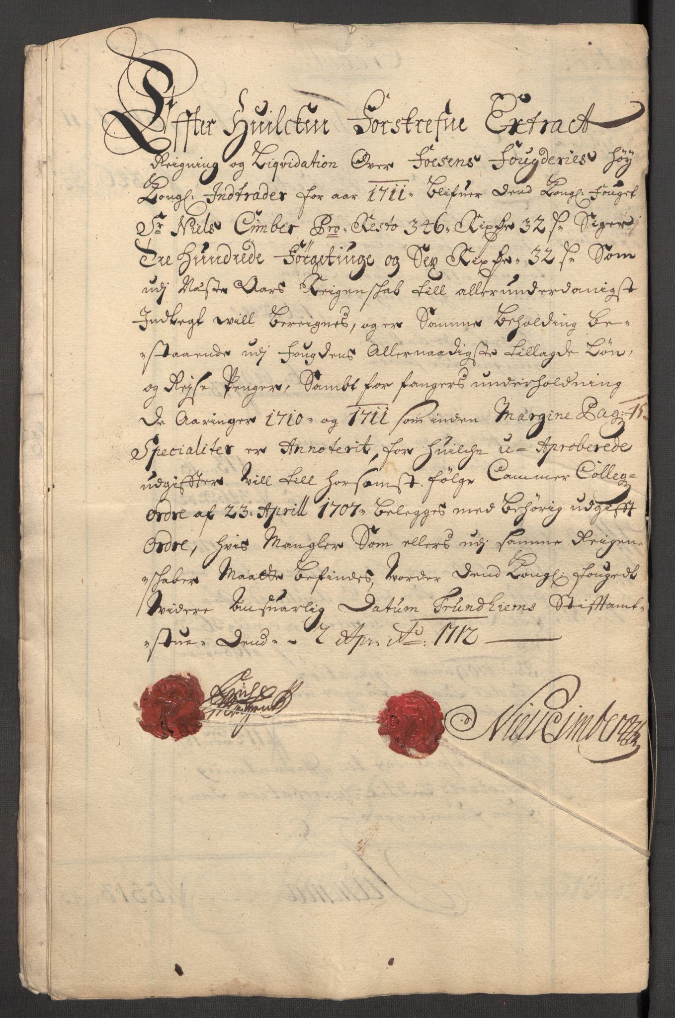 Rentekammeret inntil 1814, Reviderte regnskaper, Fogderegnskap, AV/RA-EA-4092/R57/L3860: Fogderegnskap Fosen, 1711, p. 19