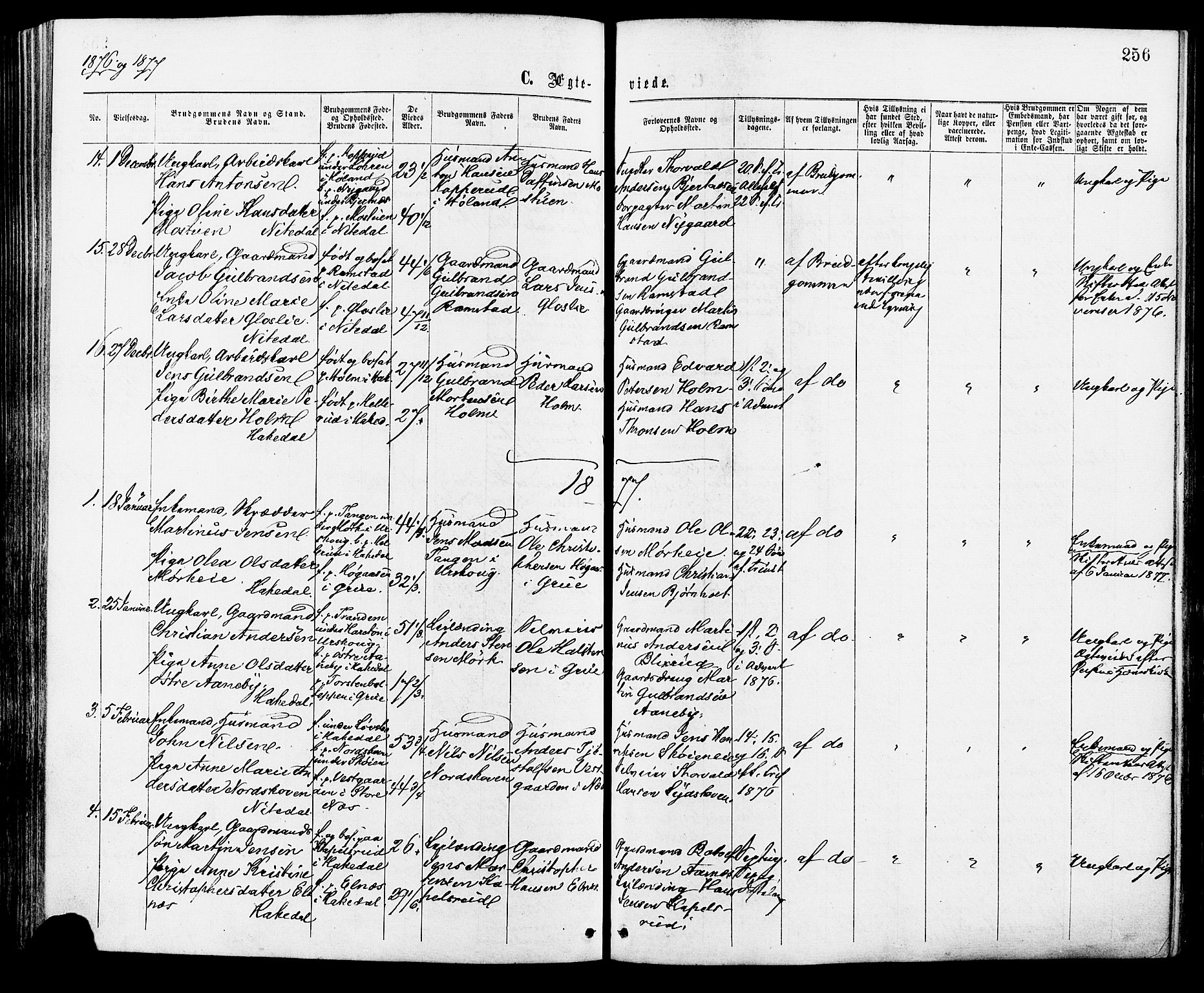 Nittedal prestekontor Kirkebøker, SAO/A-10365a/F/Fa/L0006: Parish register (official) no. I 6, 1863-1878, p. 256