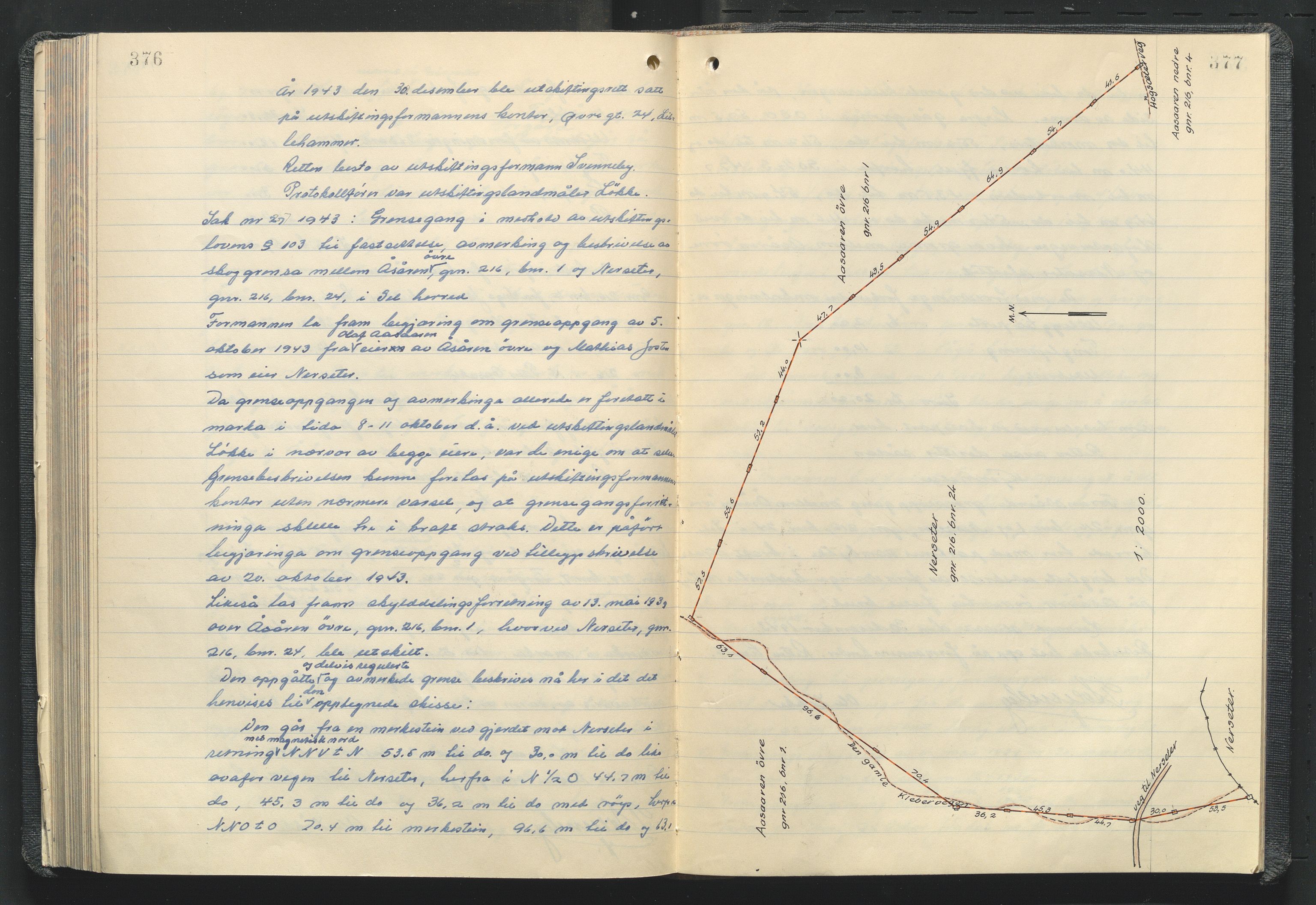 Utskiftningsformannen i Oppland fylke, AV/SAH-JORDSKIFTEO-001/G/Ga/L0012/0001: Rettsbøker / Rettsbok - protokoll nr. 23, 1937-1944, p. 376-377