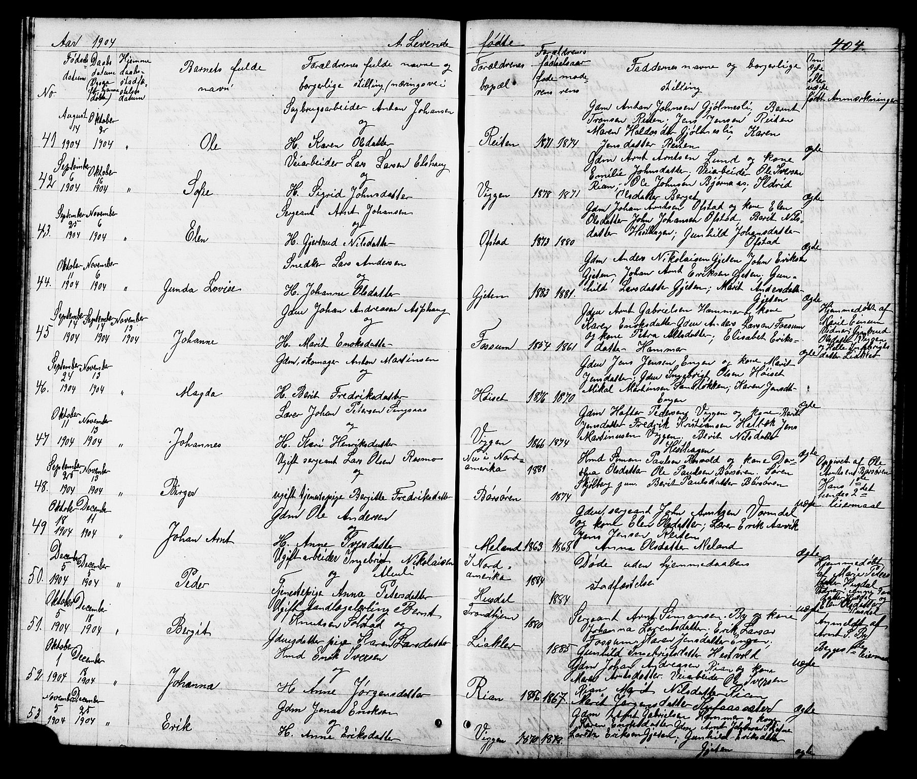 Ministerialprotokoller, klokkerbøker og fødselsregistre - Sør-Trøndelag, SAT/A-1456/665/L0777: Parish register (copy) no. 665C02, 1867-1915, p. 404