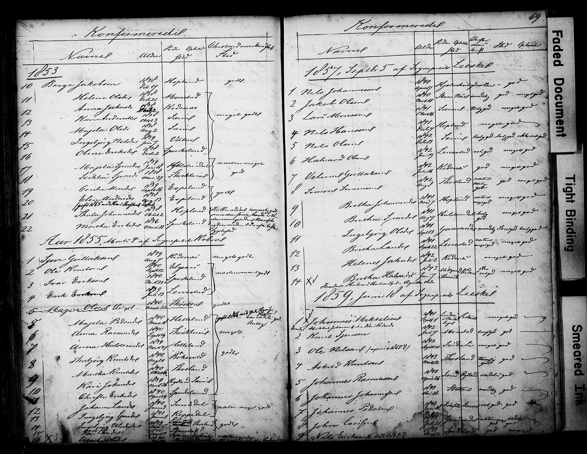 Alversund Sokneprestembete, AV/SAB-A-73901/H/Ha/Hab: Parish register (copy) no. D 1, 1800-1870, p. 69