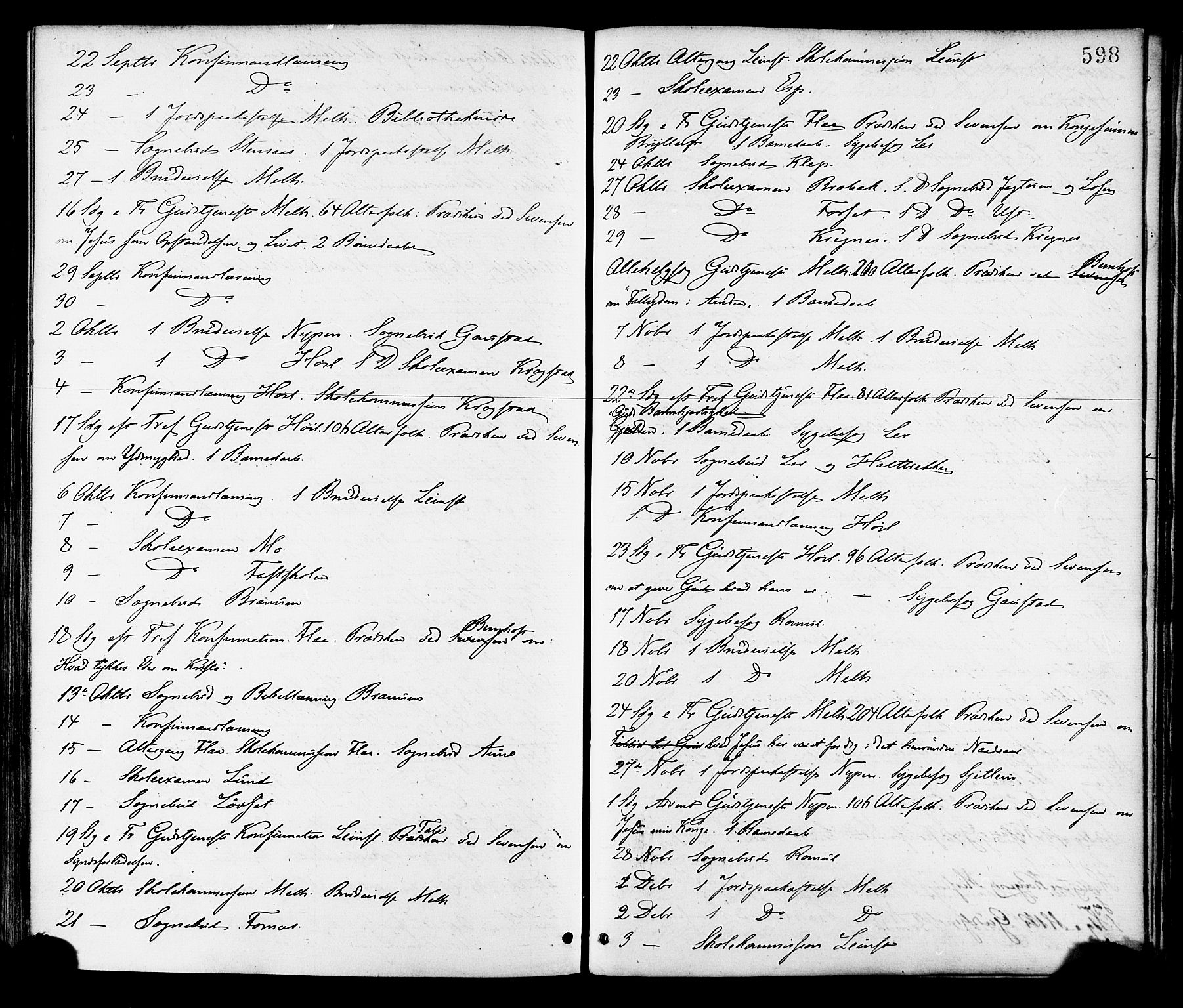 Ministerialprotokoller, klokkerbøker og fødselsregistre - Sør-Trøndelag, SAT/A-1456/691/L1079: Parish register (official) no. 691A11, 1873-1886, p. 598