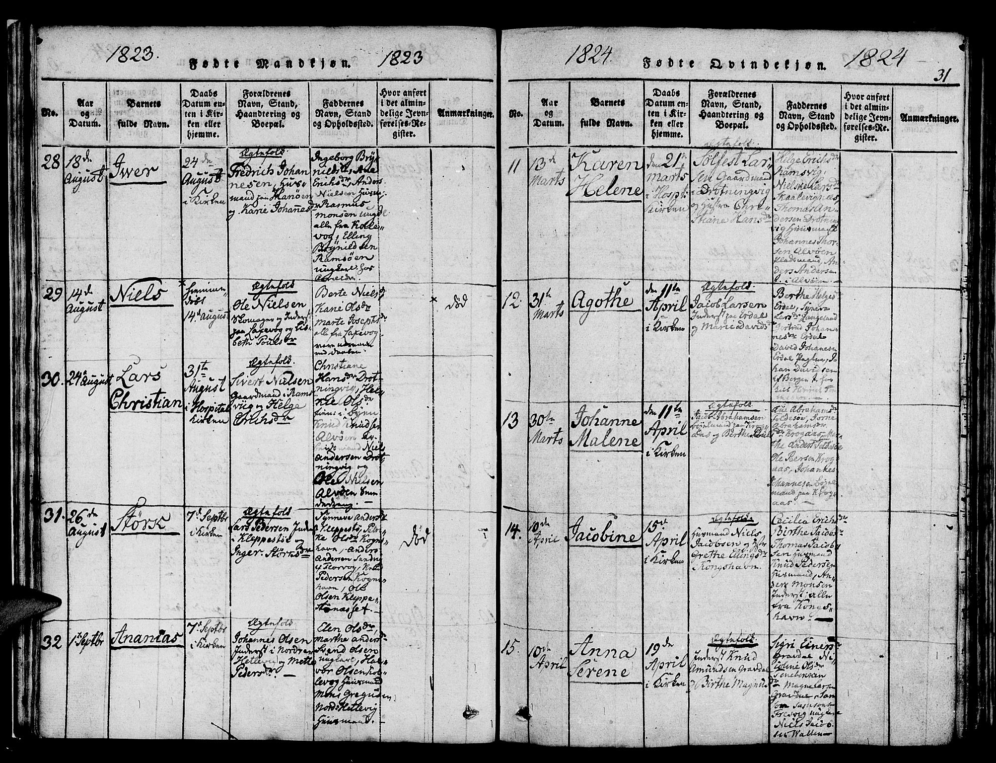 Askøy Sokneprestembete, AV/SAB-A-74101/H/Ha/Haa/Haaa/L0003: Parish register (official) no. A 3, 1815-1825, p. 31