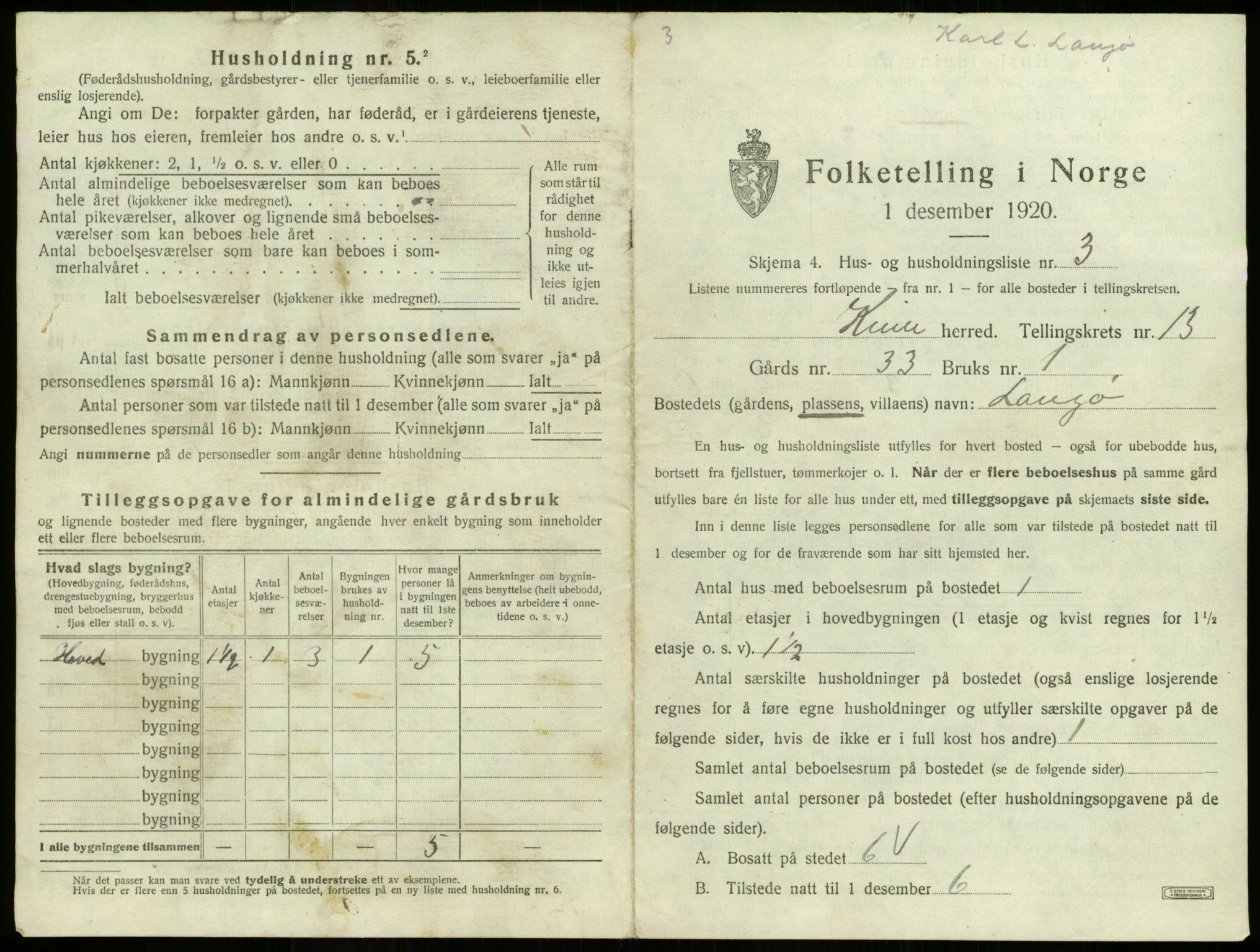 SAB, 1920 census for Kinn, 1920, p. 554