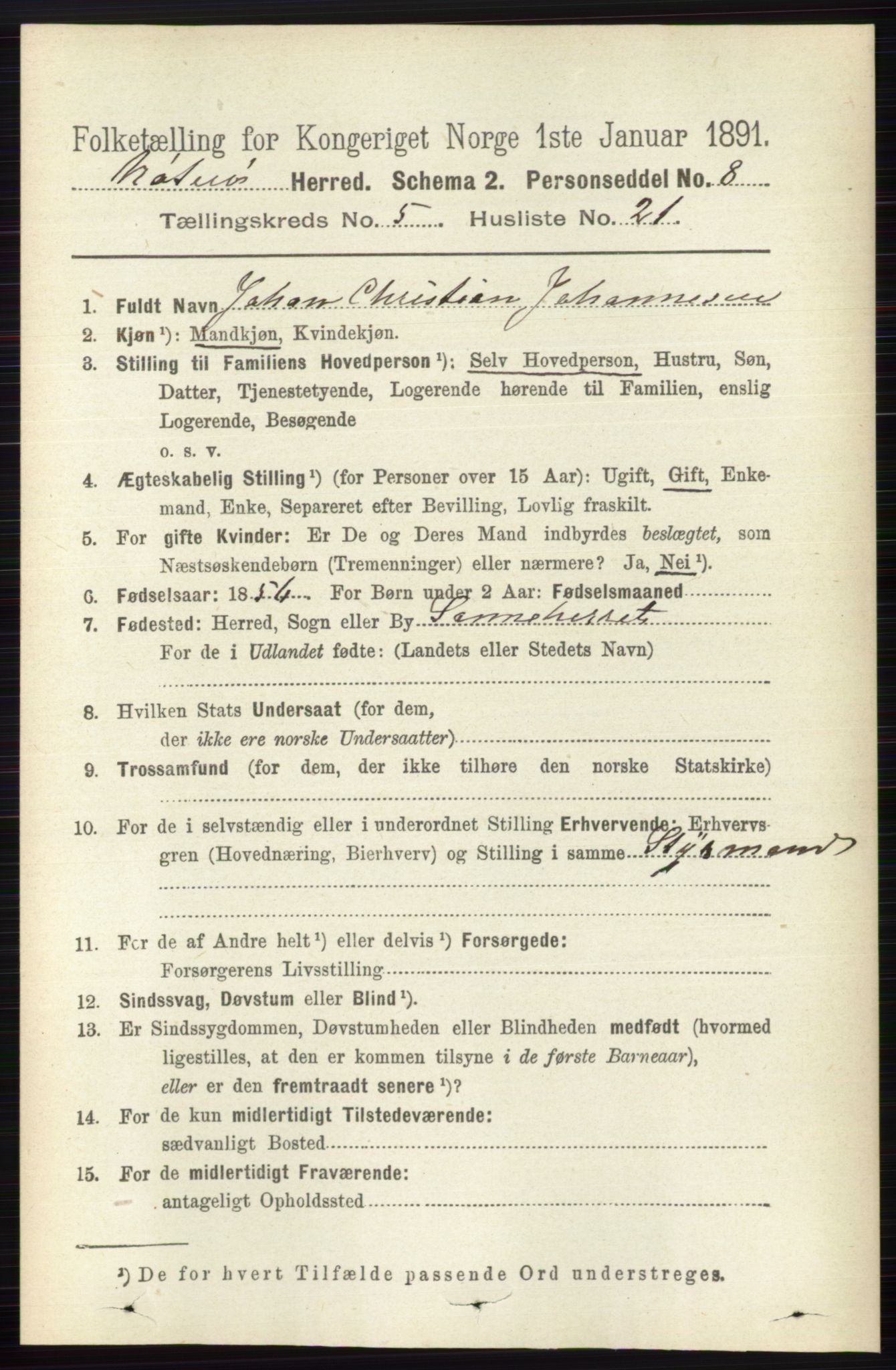 RA, 1891 census for 0722 Nøtterøy, 1891, p. 2674