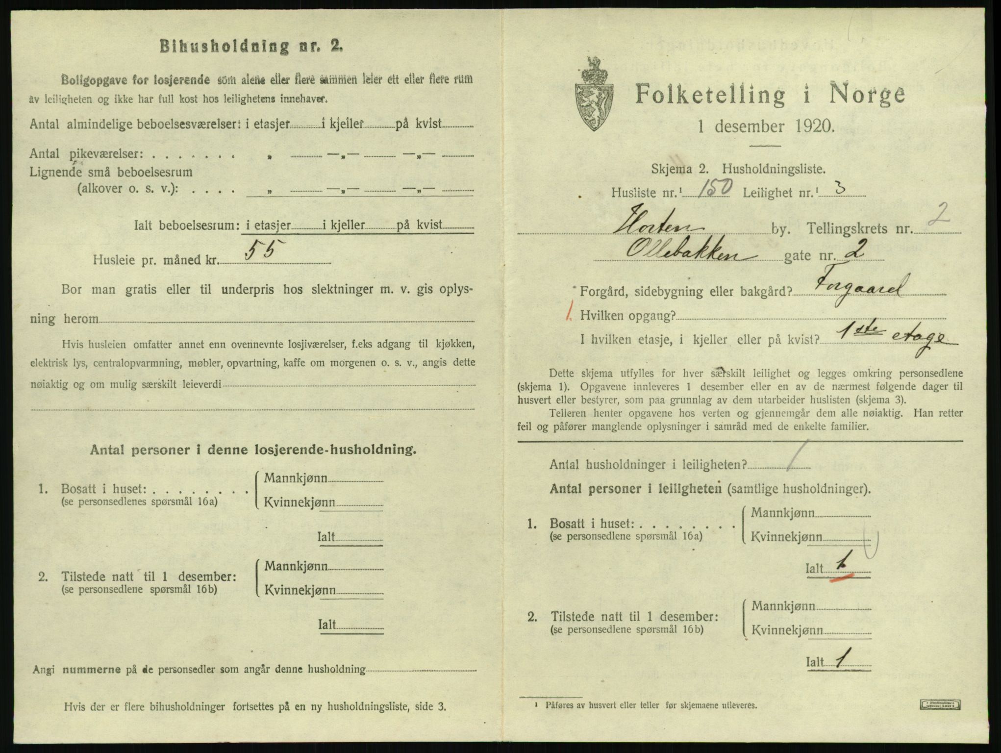 SAKO, 1920 census for Horten, 1920, p. 3901