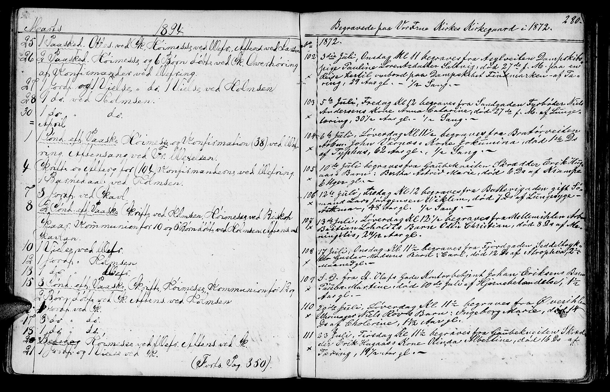 Ministerialprotokoller, klokkerbøker og fødselsregistre - Sør-Trøndelag, SAT/A-1456/602/L0142: Parish register (copy) no. 602C10, 1872-1894, p. 280