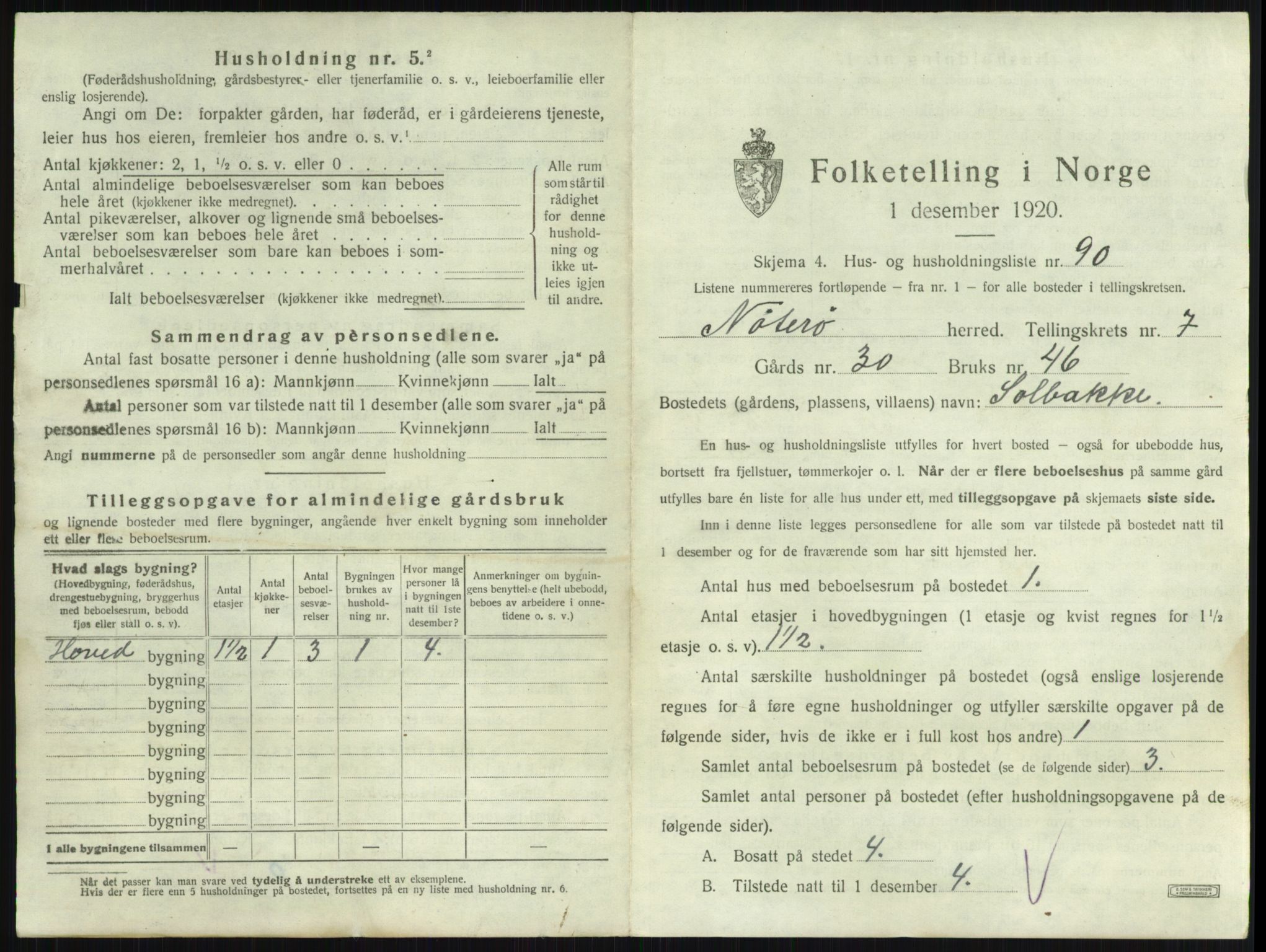 SAKO, 1920 census for Nøtterøy, 1920, p. 1500