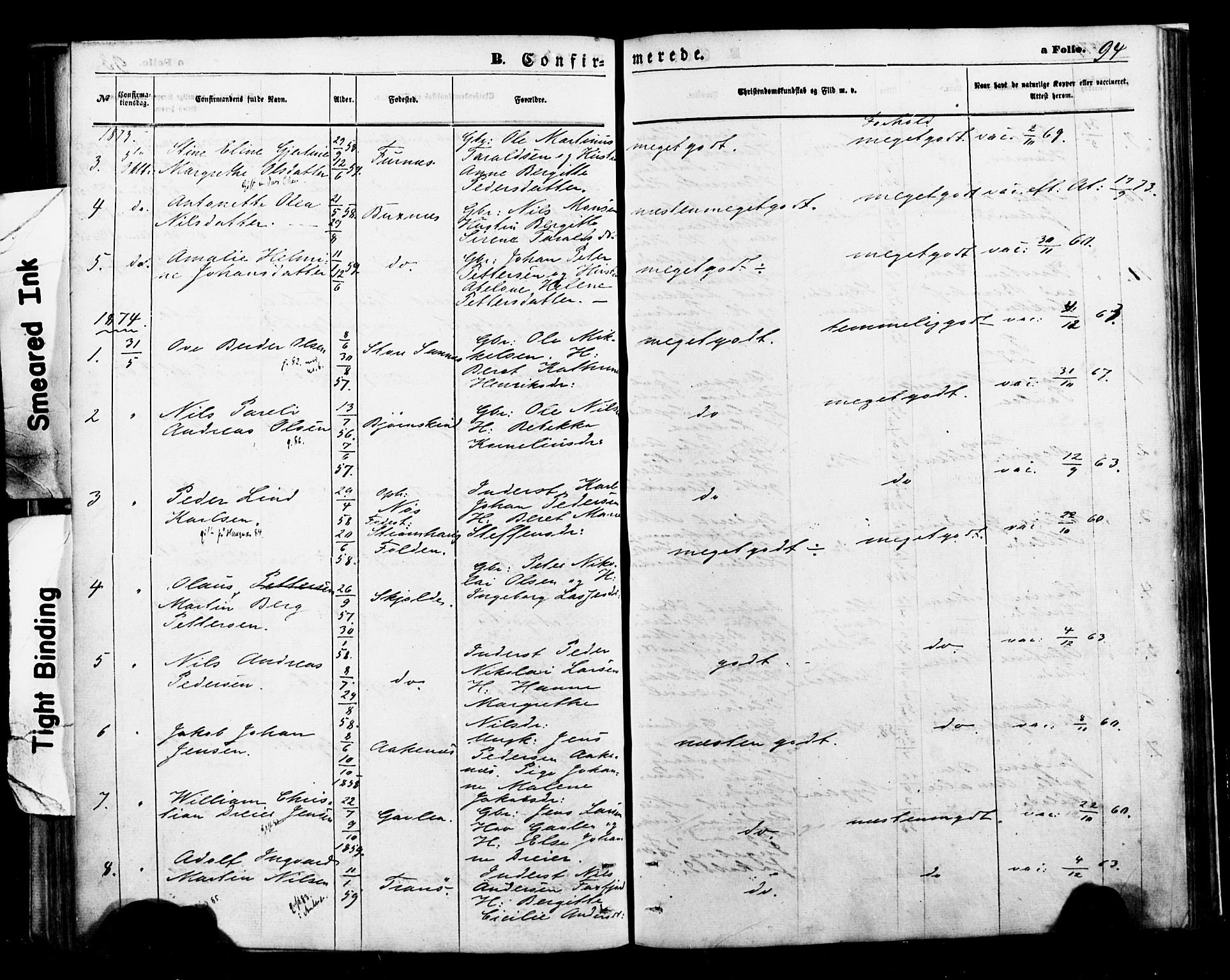 Ministerialprotokoller, klokkerbøker og fødselsregistre - Nordland, AV/SAT-A-1459/898/L1421: Parish register (official) no. 898A01, 1866-1886, p. 94