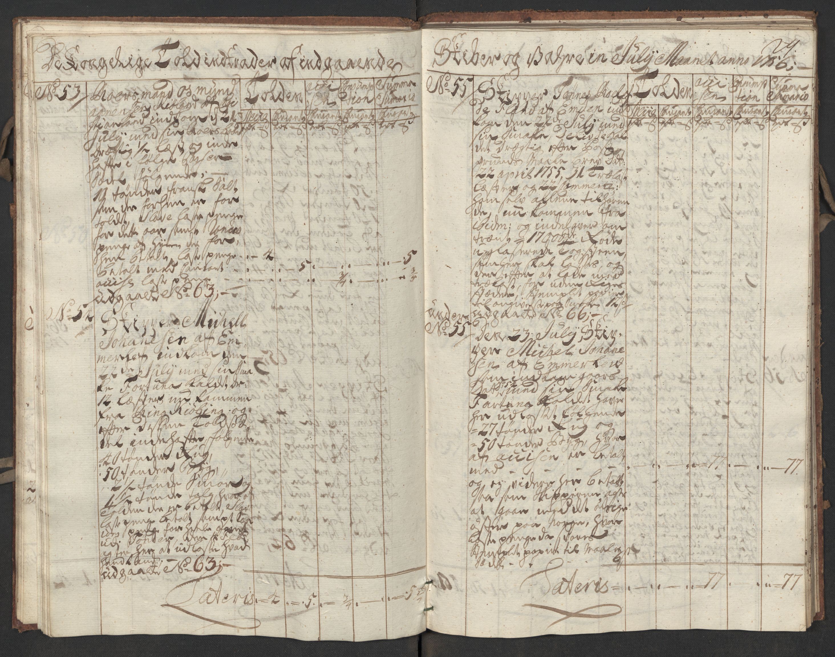 Generaltollkammeret, tollregnskaper, AV/RA-EA-5490/R17/L0017/0001: Tollregnskaper Mandal / Inngående kontratollbok, 1756, p. 28b-29a