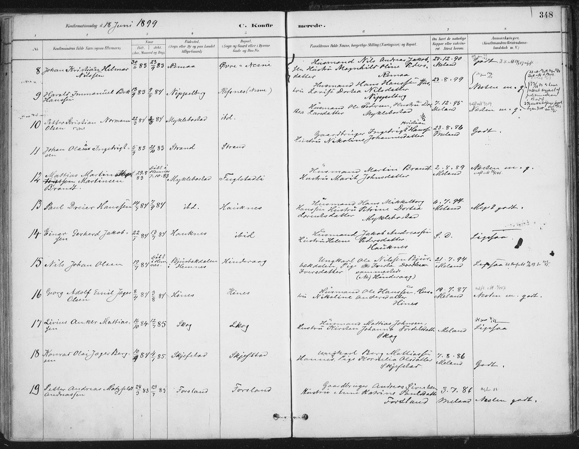 Ministerialprotokoller, klokkerbøker og fødselsregistre - Nordland, AV/SAT-A-1459/838/L0552: Parish register (official) no. 838A10, 1880-1910, p. 348