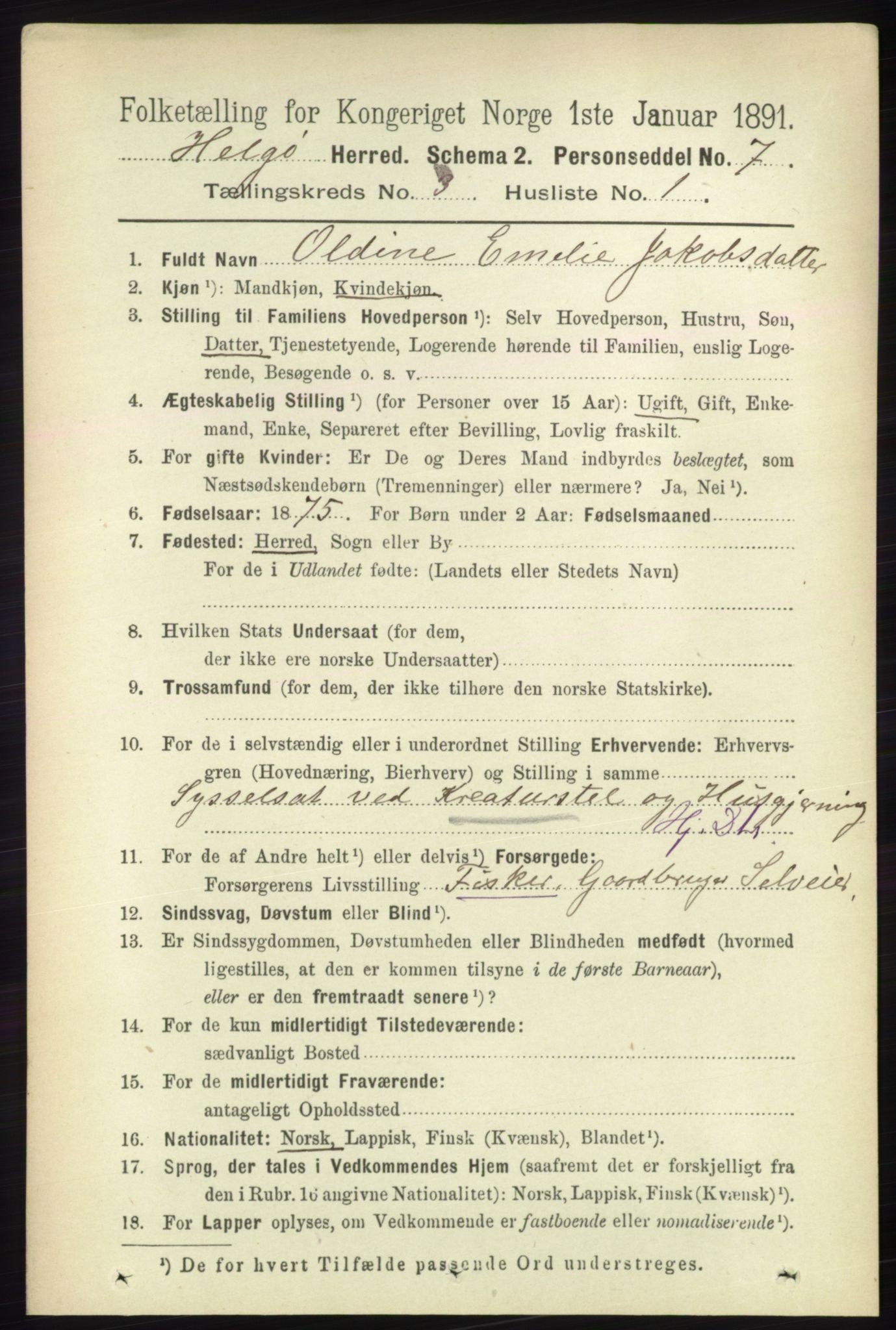 RA, 1891 census for 1935 Helgøy, 1891, p. 745